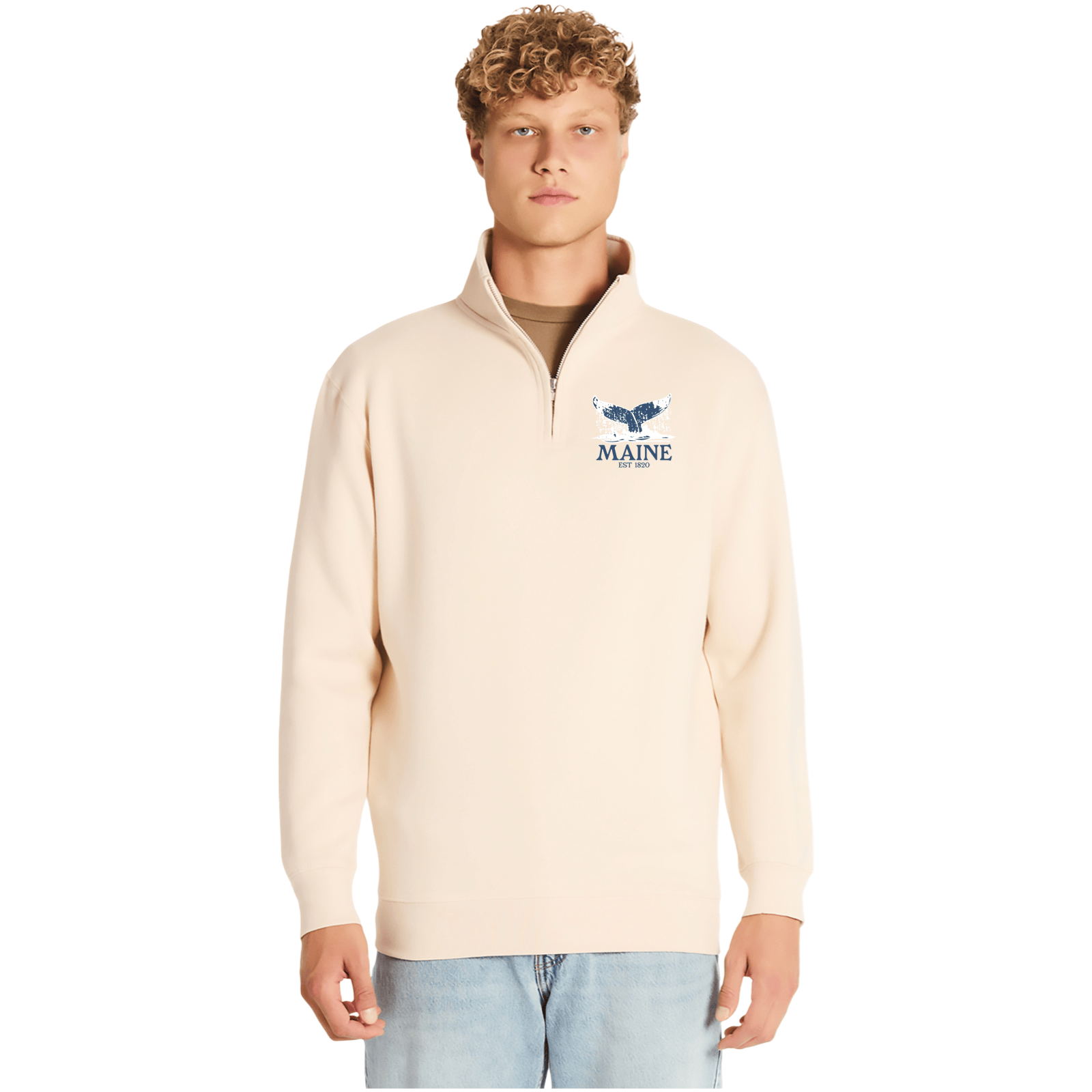 Cape Cod Clothing Company Maine Whale Tail Soft Fleece Quarter Zip