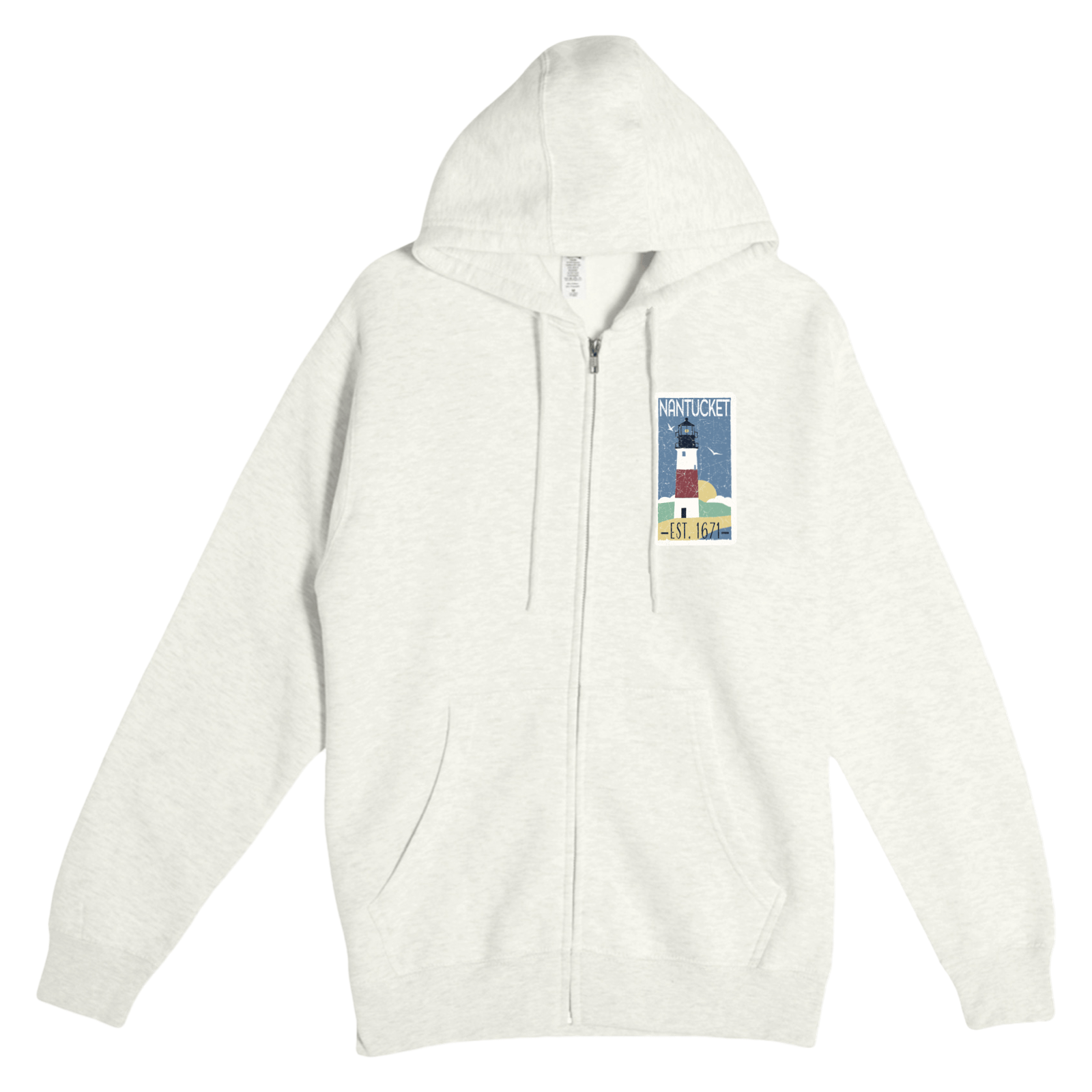Cape Cod Clothing Company Nantucket Vintage Lighthouse Soft Fleece Full Zip Hoodie