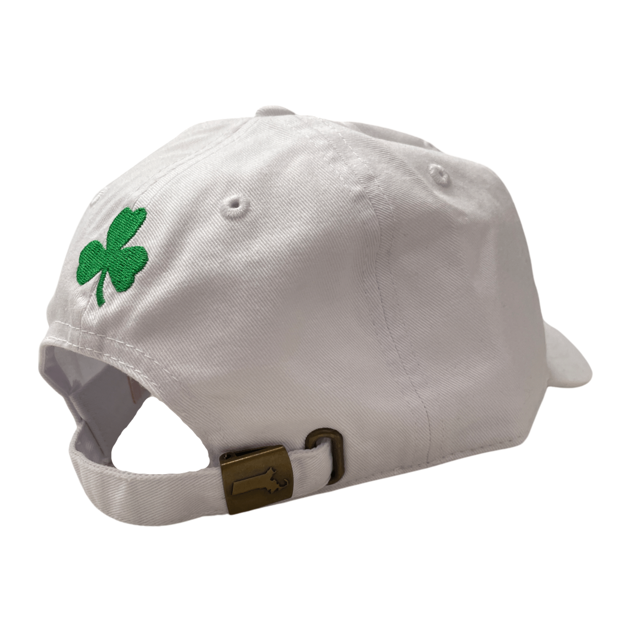 Boston Shamrock Embroidered Adjustable Hat, white