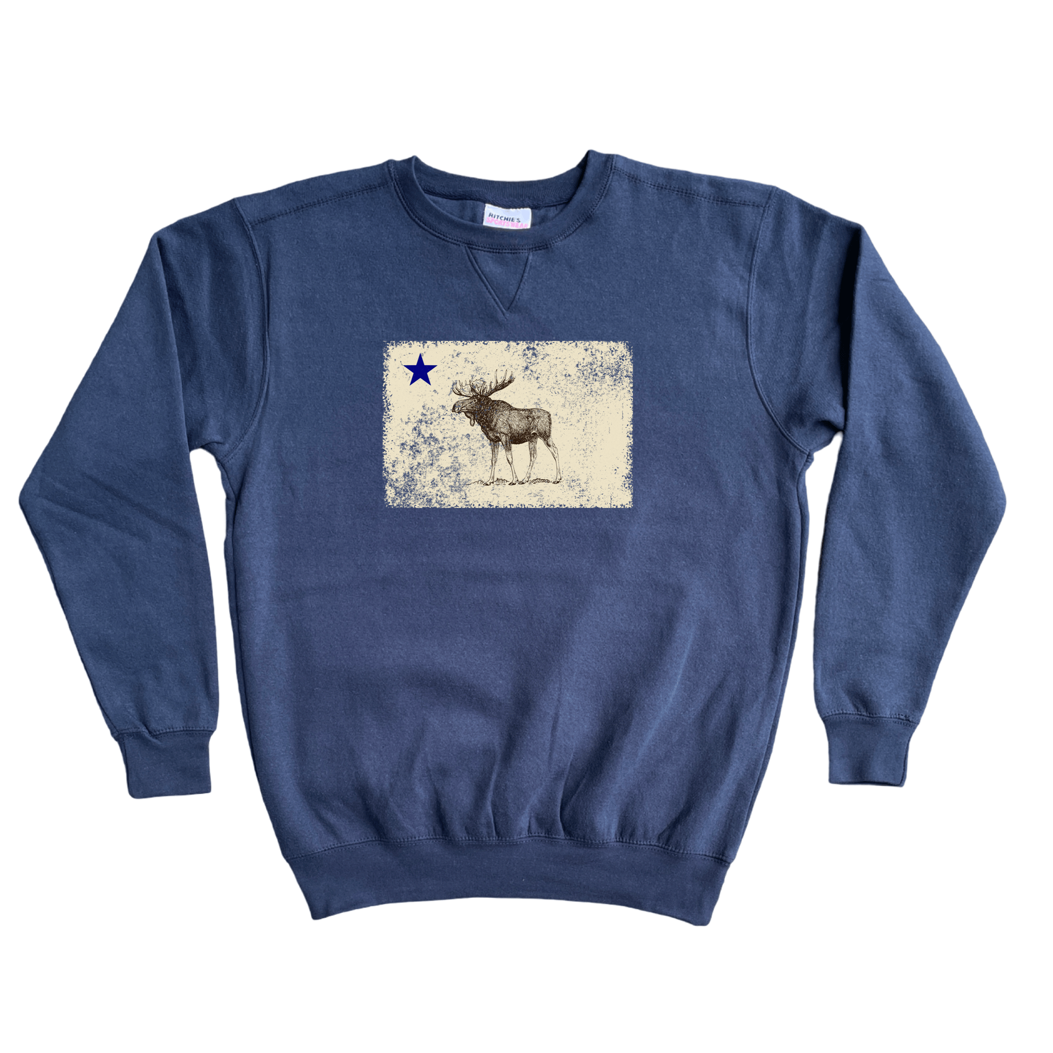 Cape Cod Clothing Company Classic Maine Moose Flag Fleece Crewneck