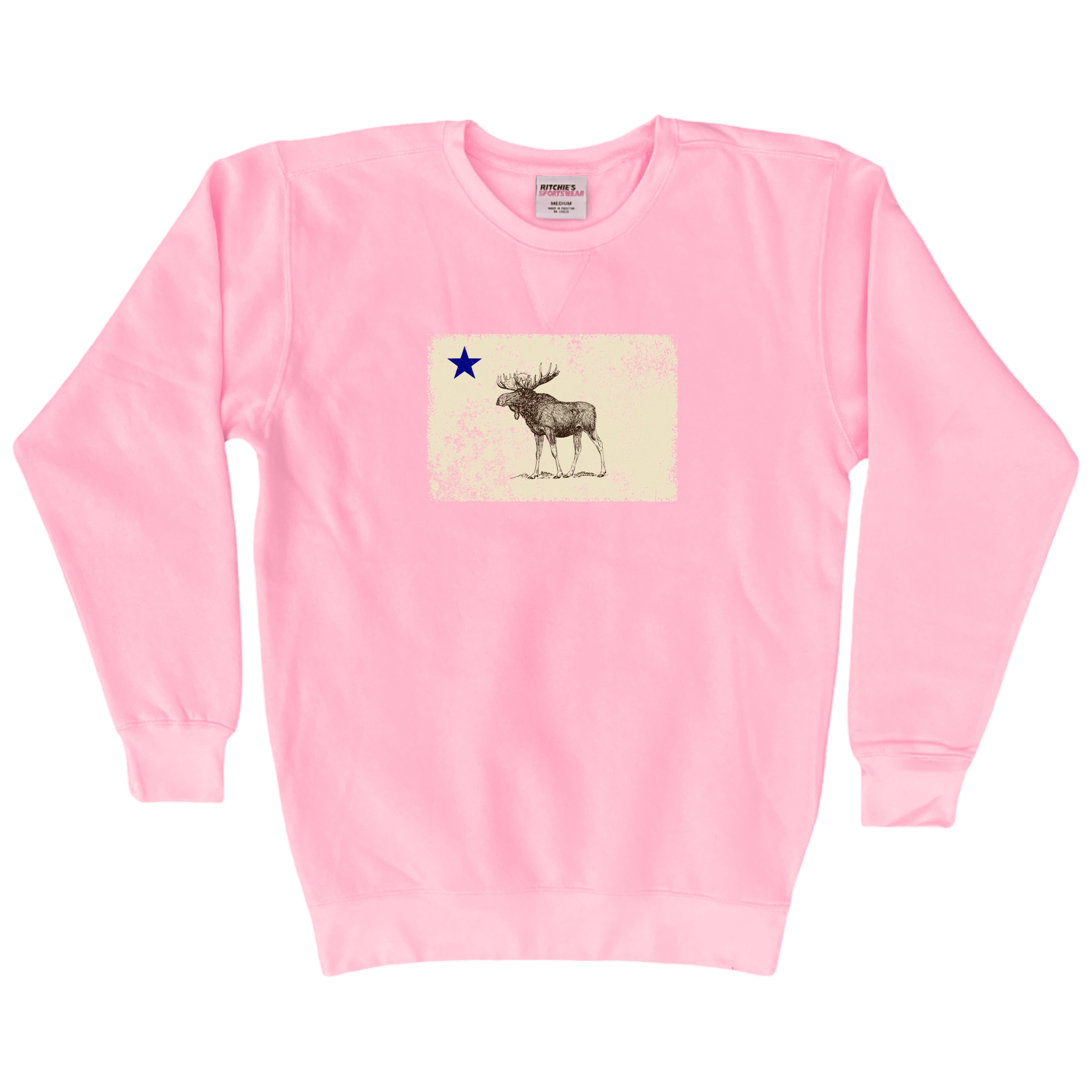 Cape Cod Clothing Company Classic Maine Moose Flag Fleece Crewneck