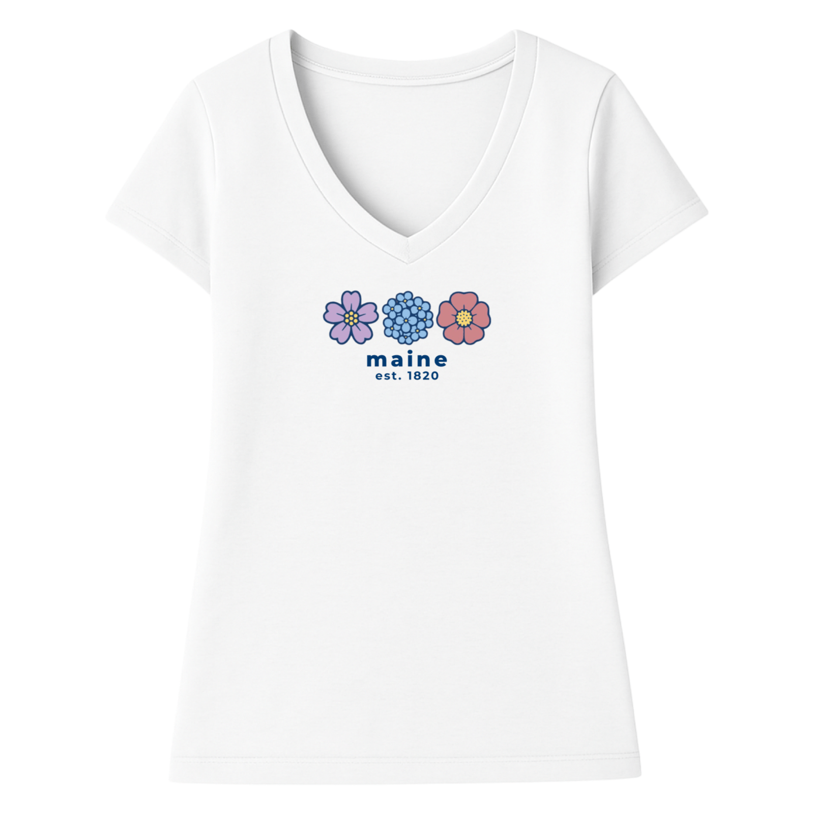 Cape Cod Clothing Company Maine Summer Bloom Ladies V-Neck T-Shirt