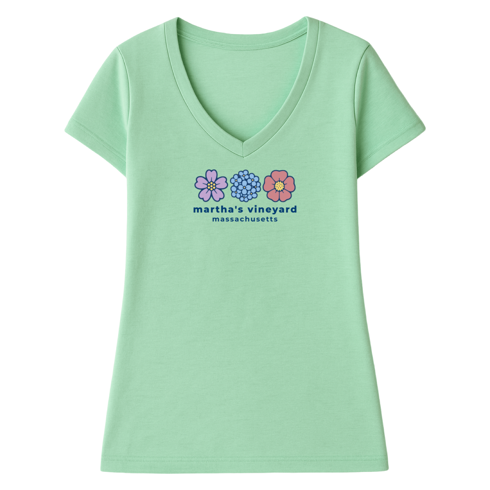 Cape Cod Clothing Company Martha's Vineyard Summer Bloom Ladies V-Neck T-Shirt