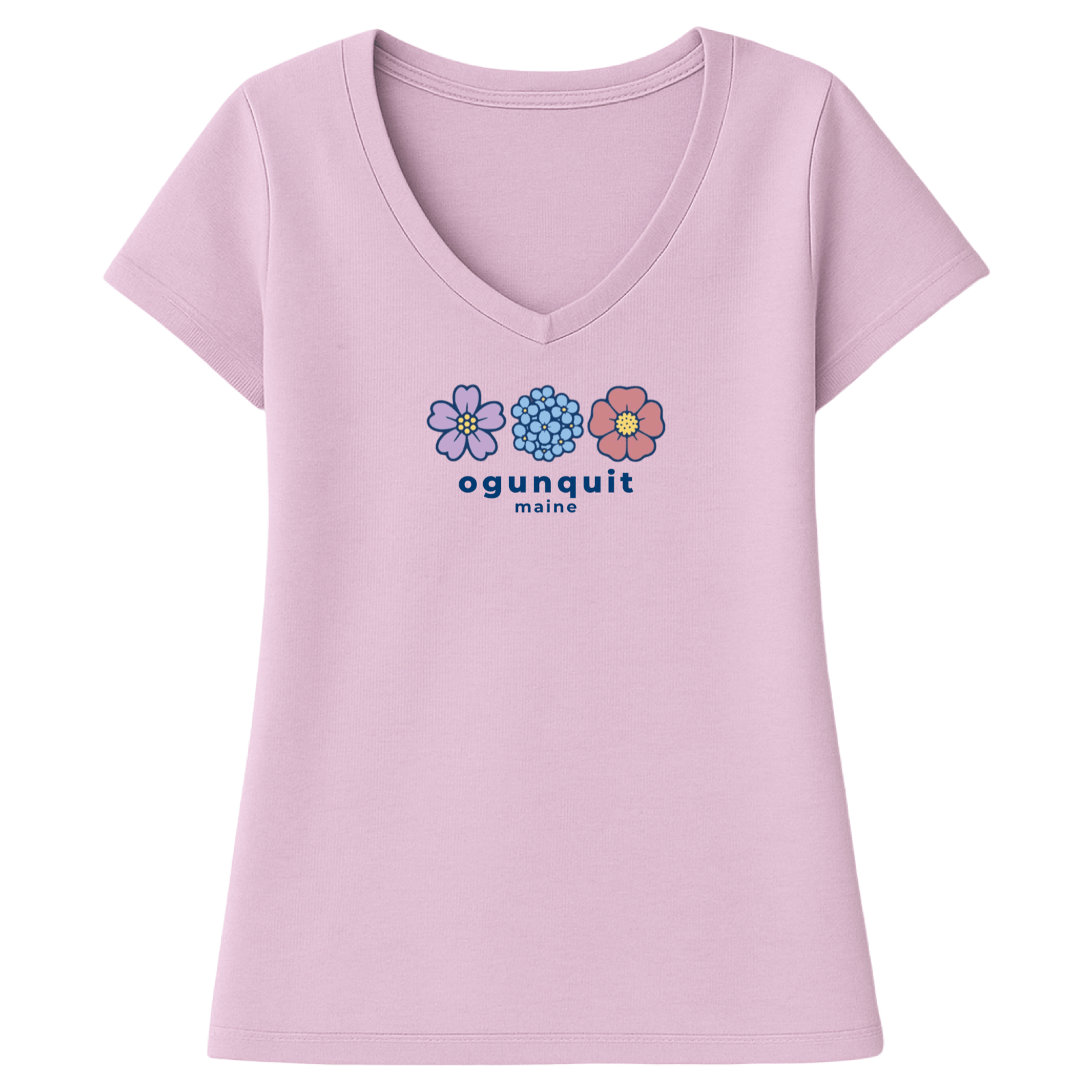 Cape Cod Clothing Company Ogunquit Summer Bloom Ladies V-Neck T-Shirt