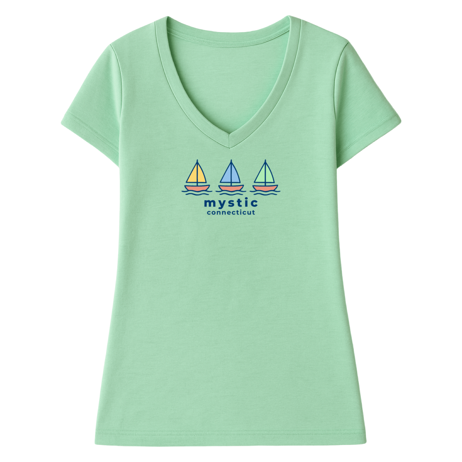 Cape Cod Clothing Company Mystic Summer Sails Ladies V-Neck T-Shirt