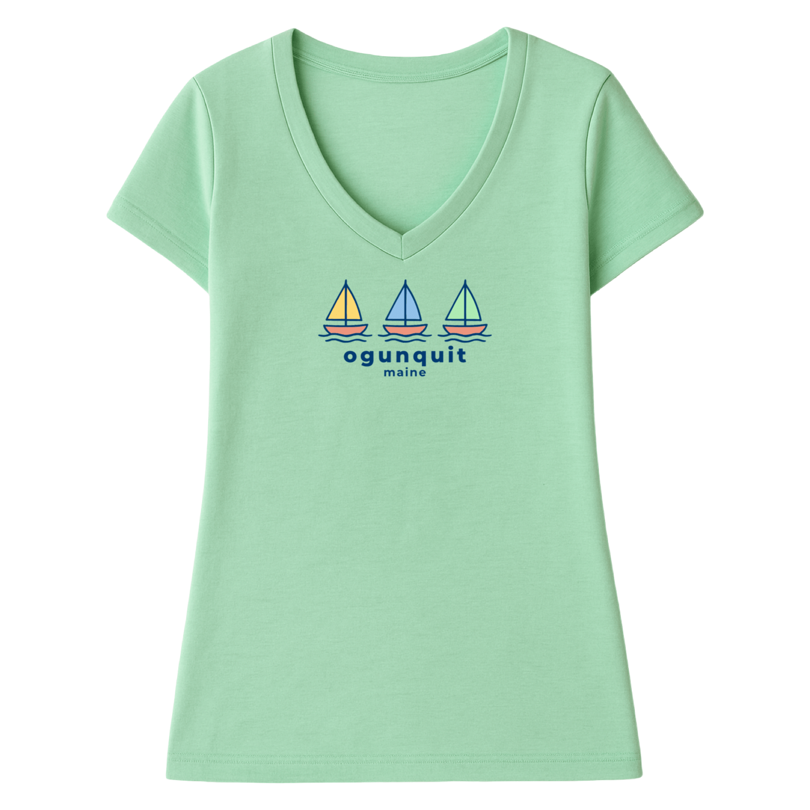 Cape Cod Clothing Company Ogunquit Summer Sails Ladies V-Neck T-Shirt