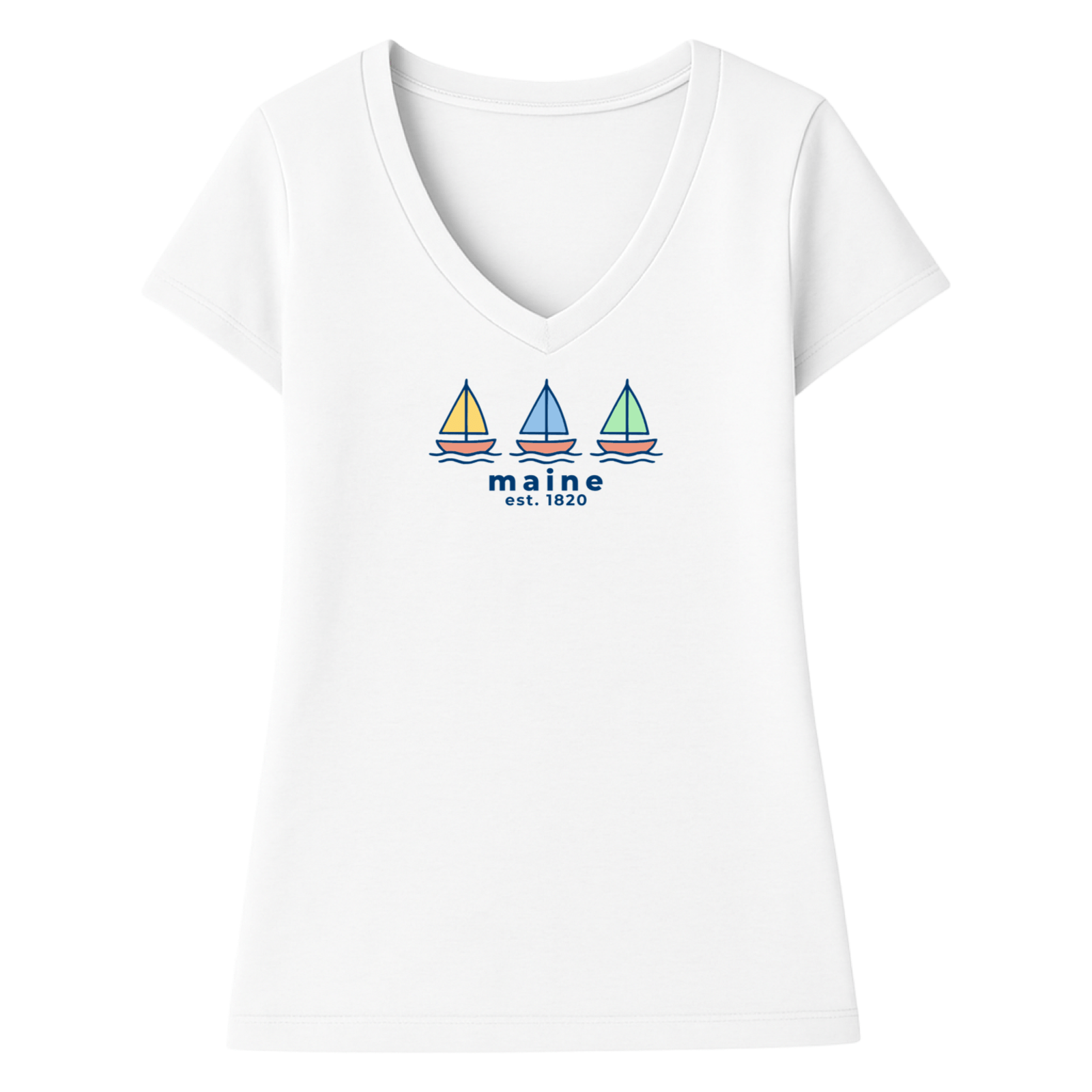 Cape Cod Clothing Company Maine Summer Sails Ladies V-Neck T-Shirt