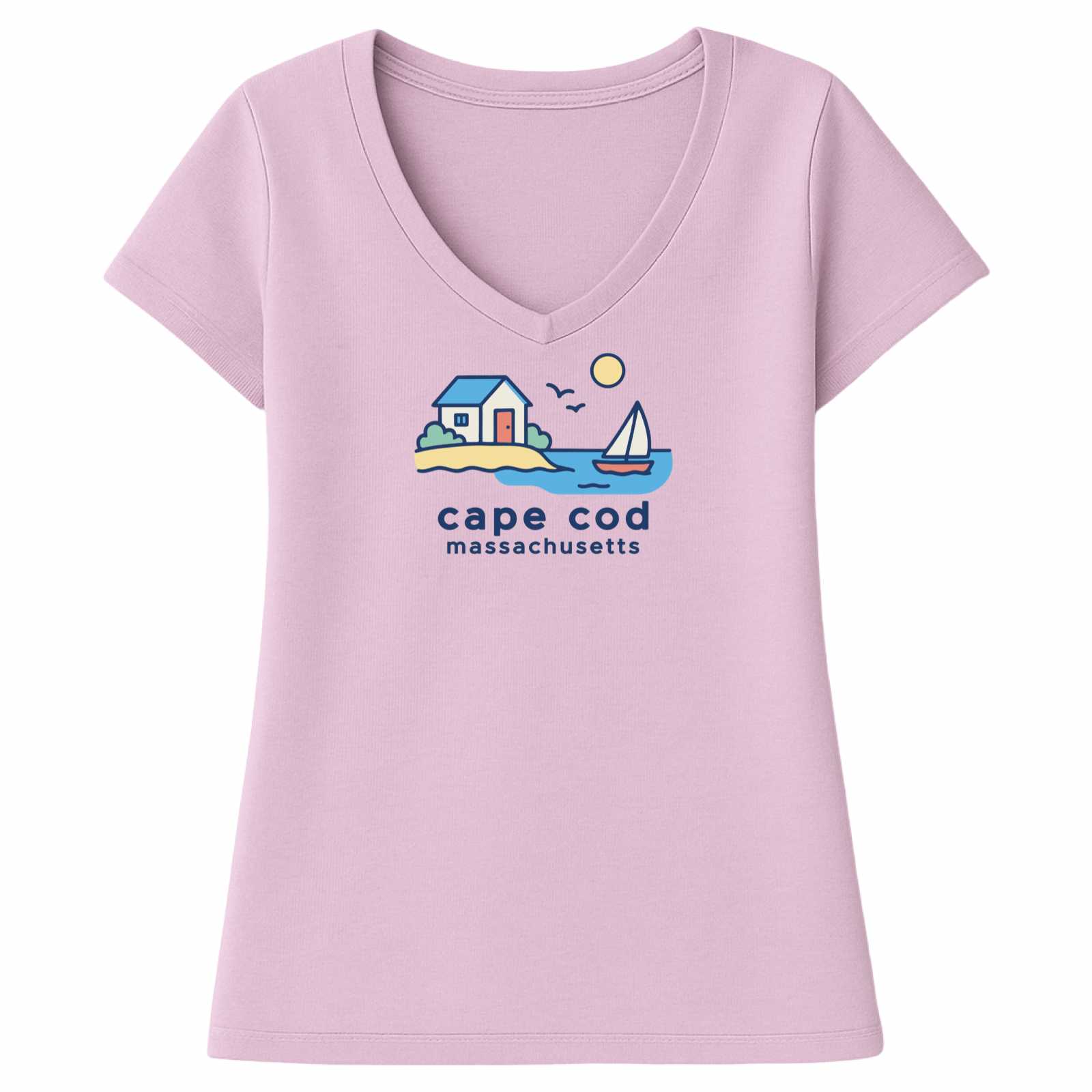 Cape Cod Clothing Company Cape Cod Beach House Ladies V-Neck T-Shirt
