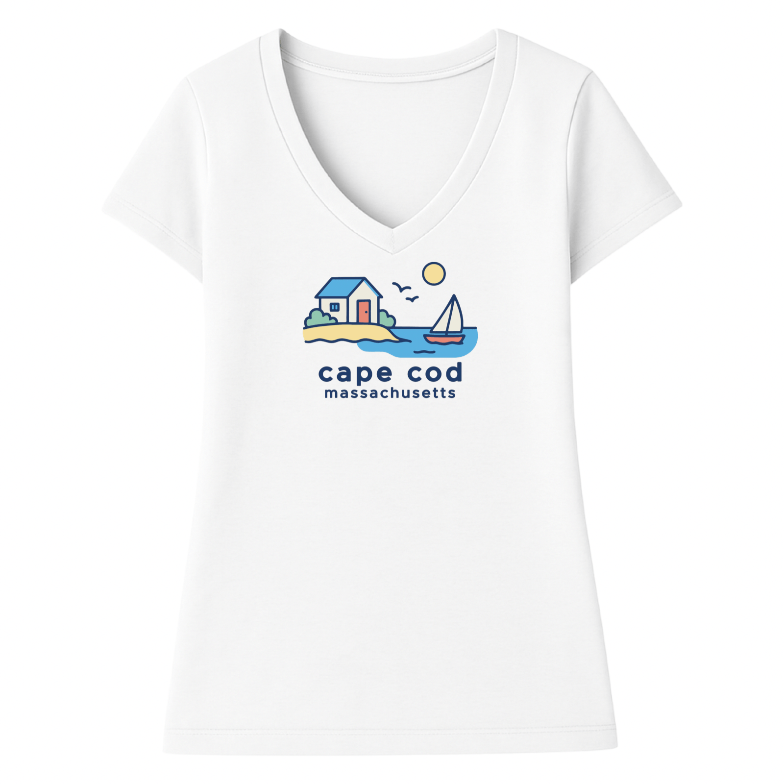 Cape Cod Clothing Company Cape Cod Beach House Ladies V-Neck T-Shirt