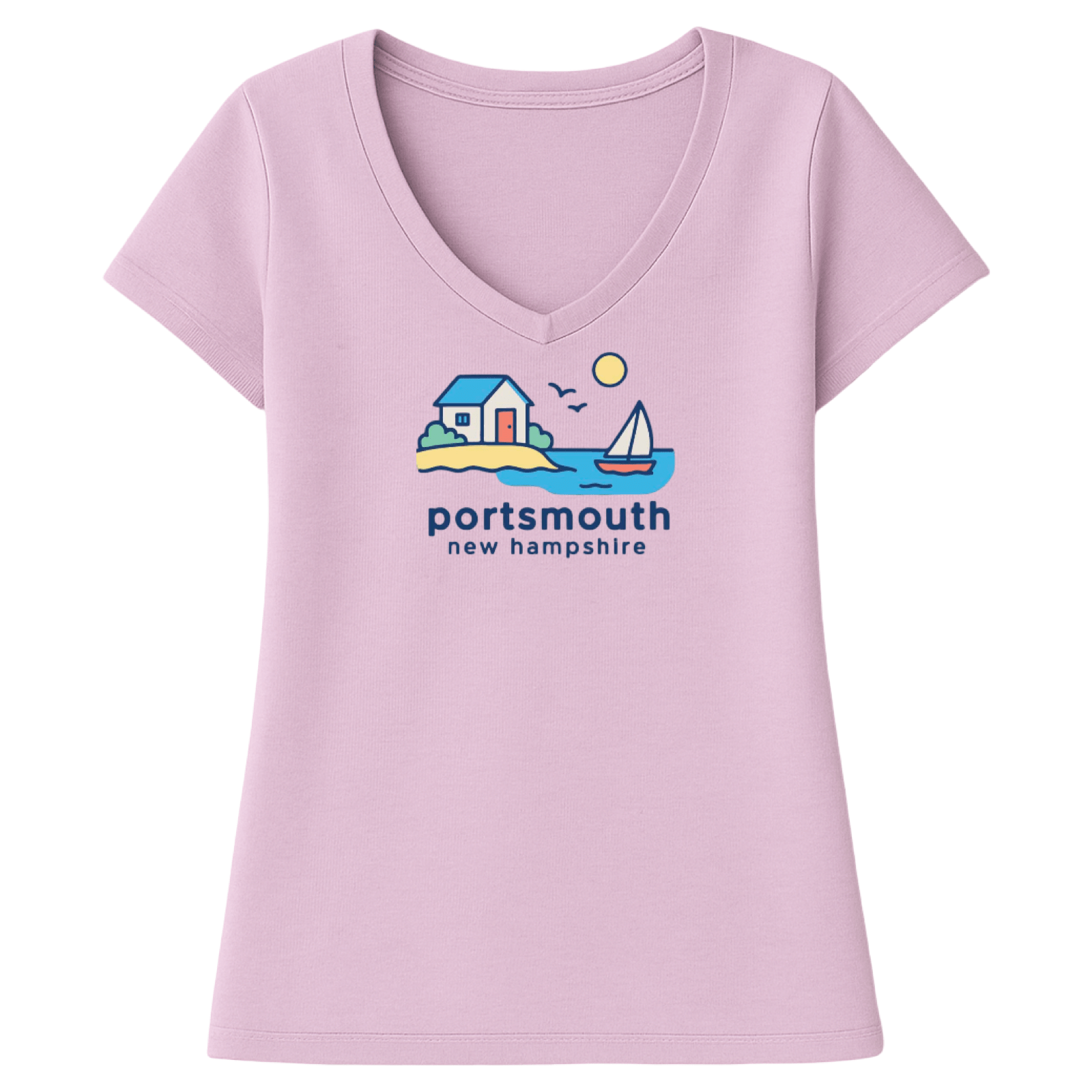Cape Cod Clothing Company Portsmouth Beach House Ladies V-Neck T-Shirt