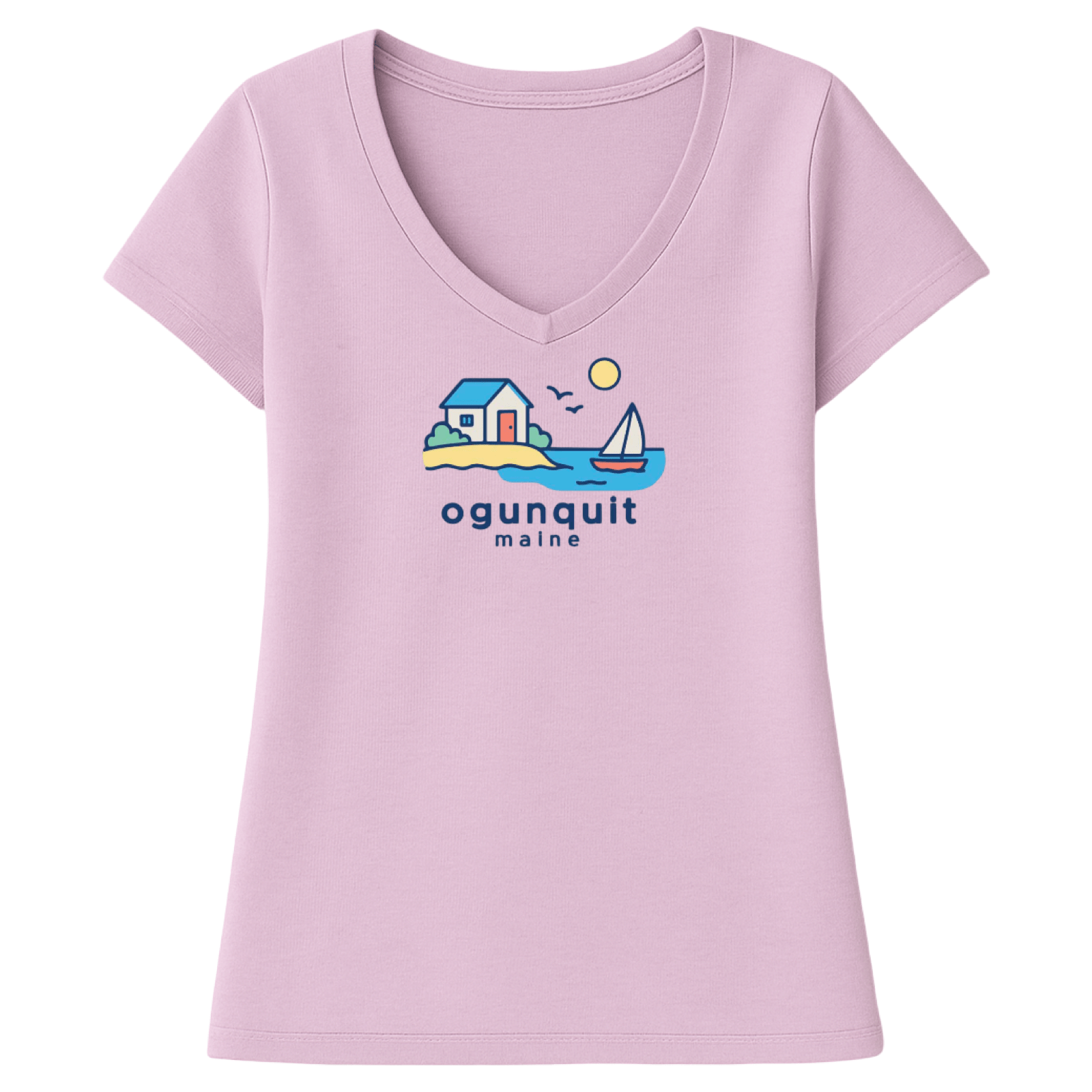 Cape Cod Clothing Company Ogunquit Beach House Ladies V-Neck T-Shirt