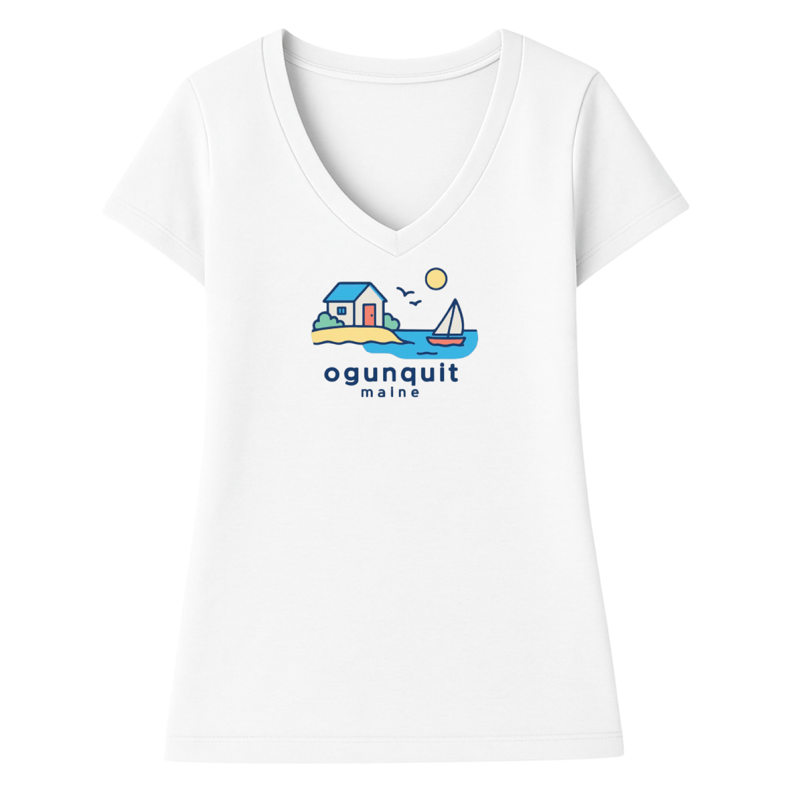 Cape Cod Clothing Company Ogunquit Beach House Ladies V-Neck T-Shirt