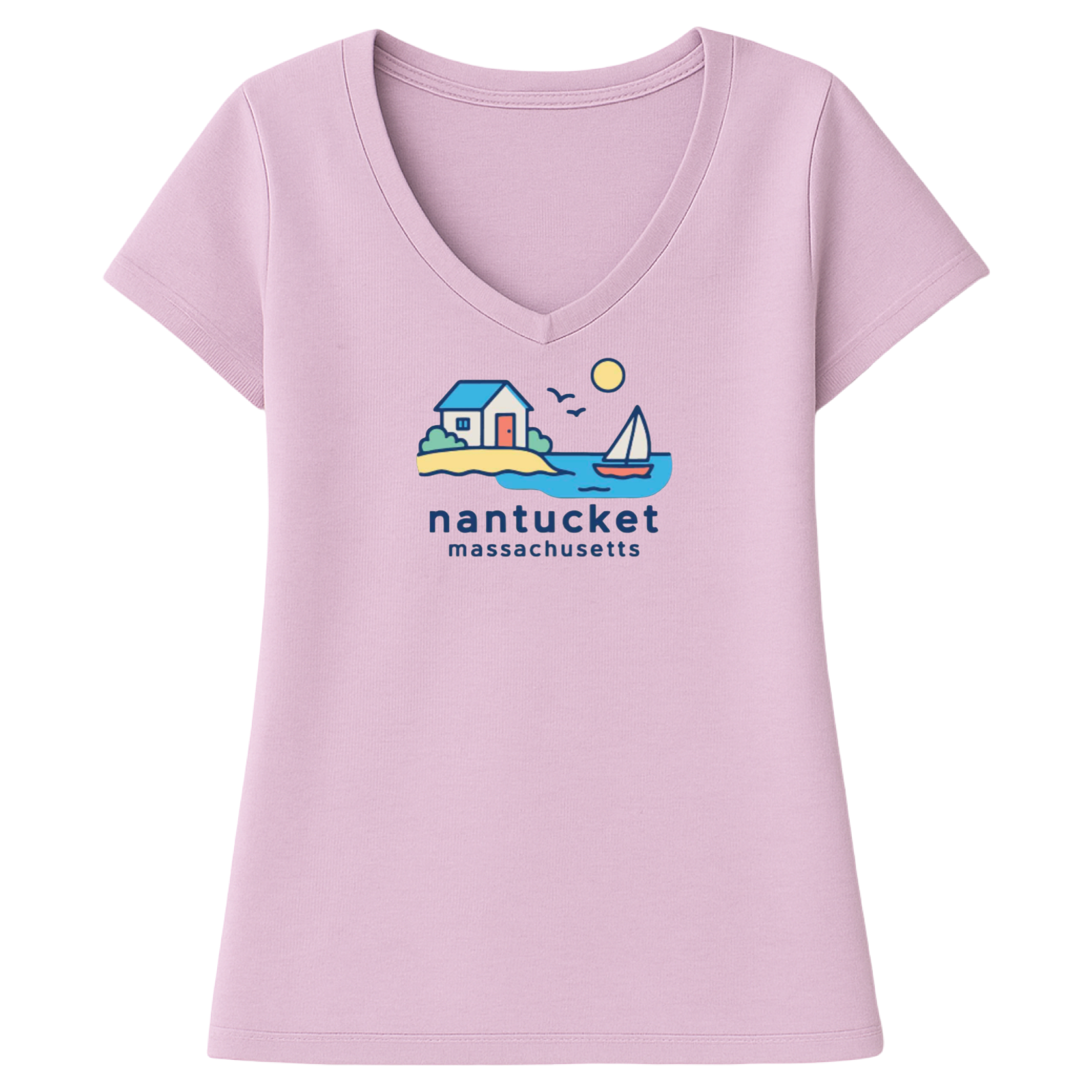 Nantucket Beach House Ladies V-Neck T-Shirt
