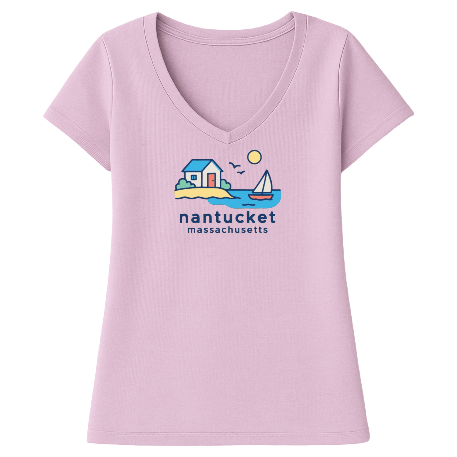 Cape Cod Clothing Company Nantucket Beach House Ladies V-Neck T-Shirt