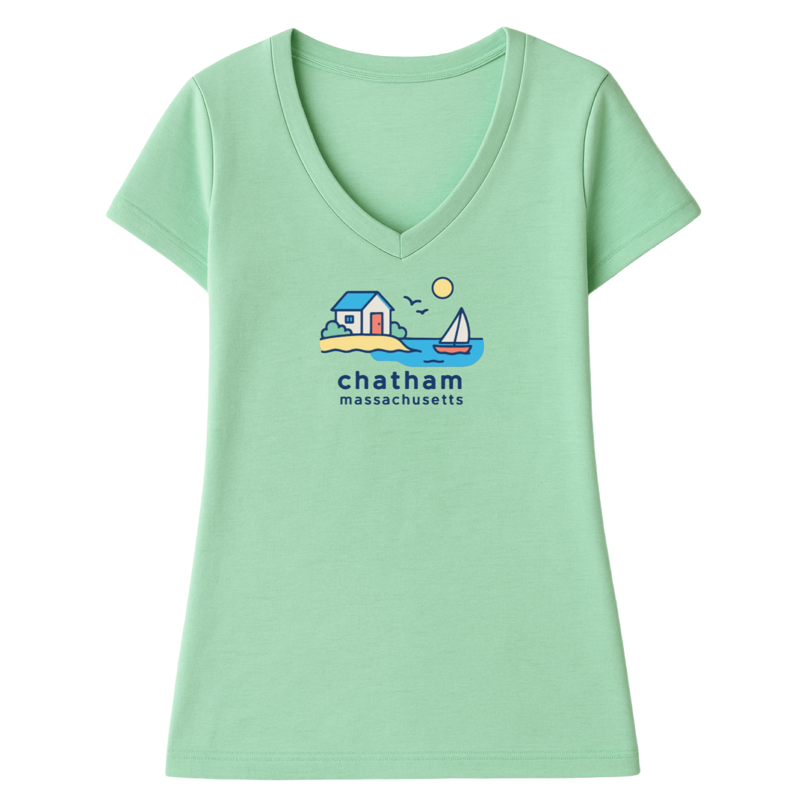 Cape Cod Clothing Company Chatham Beach House Ladies V-Neck T-Shirt