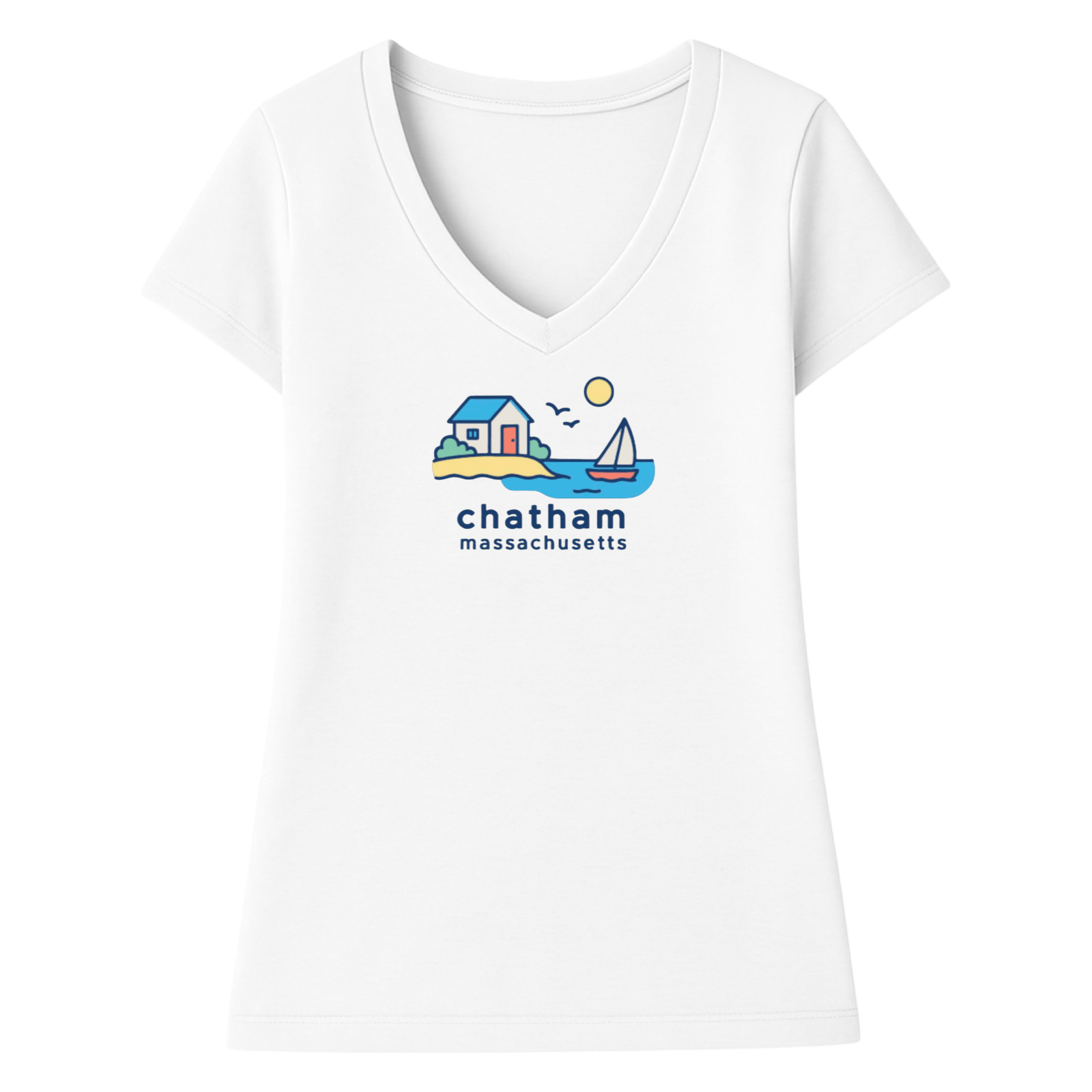 Cape Cod Clothing Company Chatham Beach House Ladies V-Neck T-Shirt