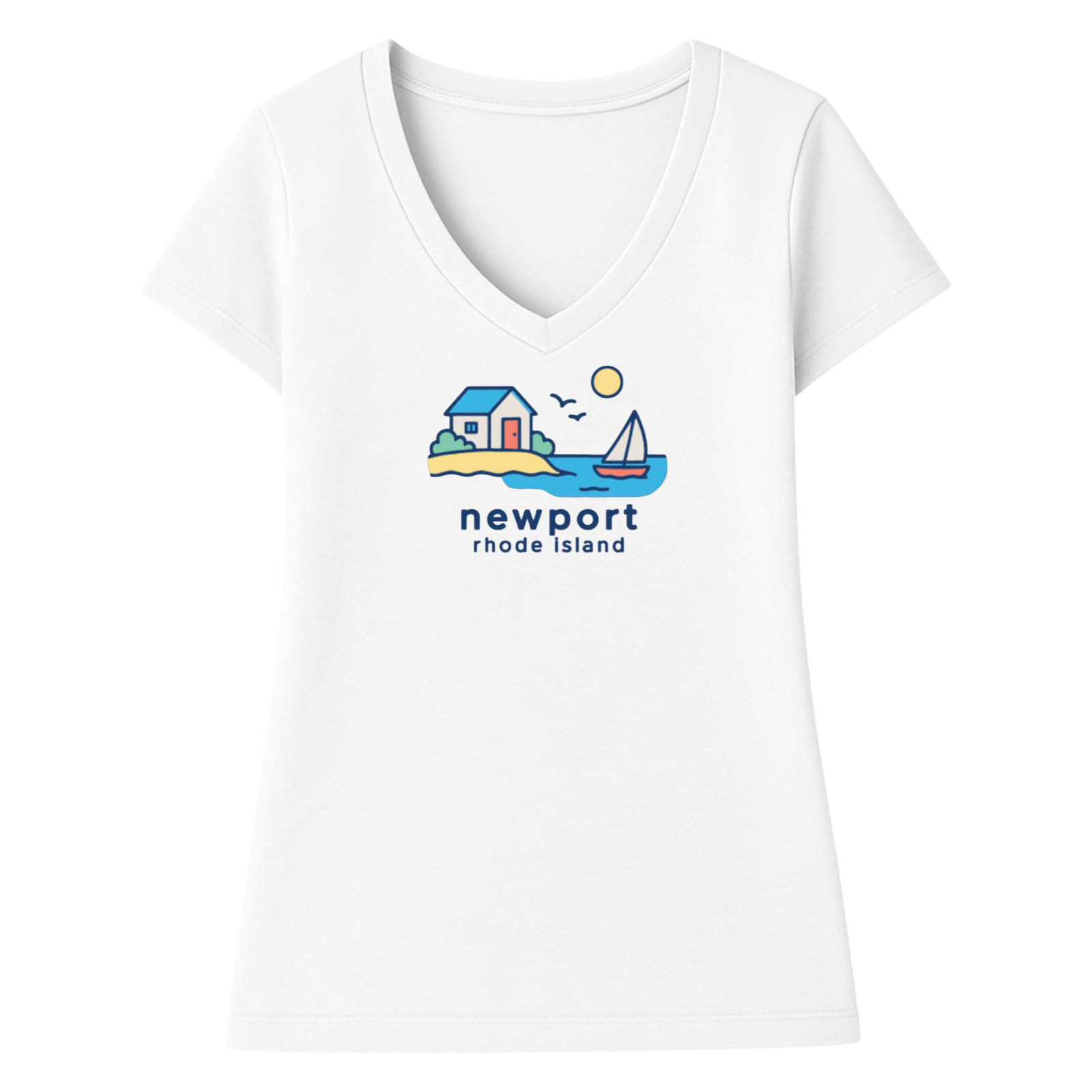 Newport Beach House Ladies V-Neck T-Shirt