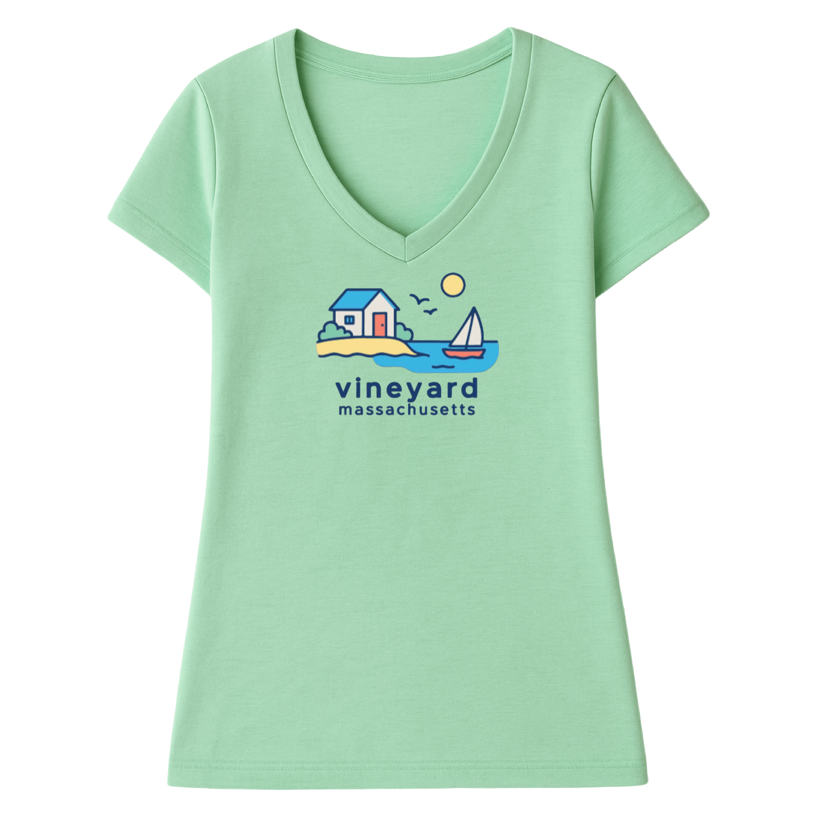 Cape Cod Clothing Company Vineyard Beach House Ladies V-Neck T-Shirt