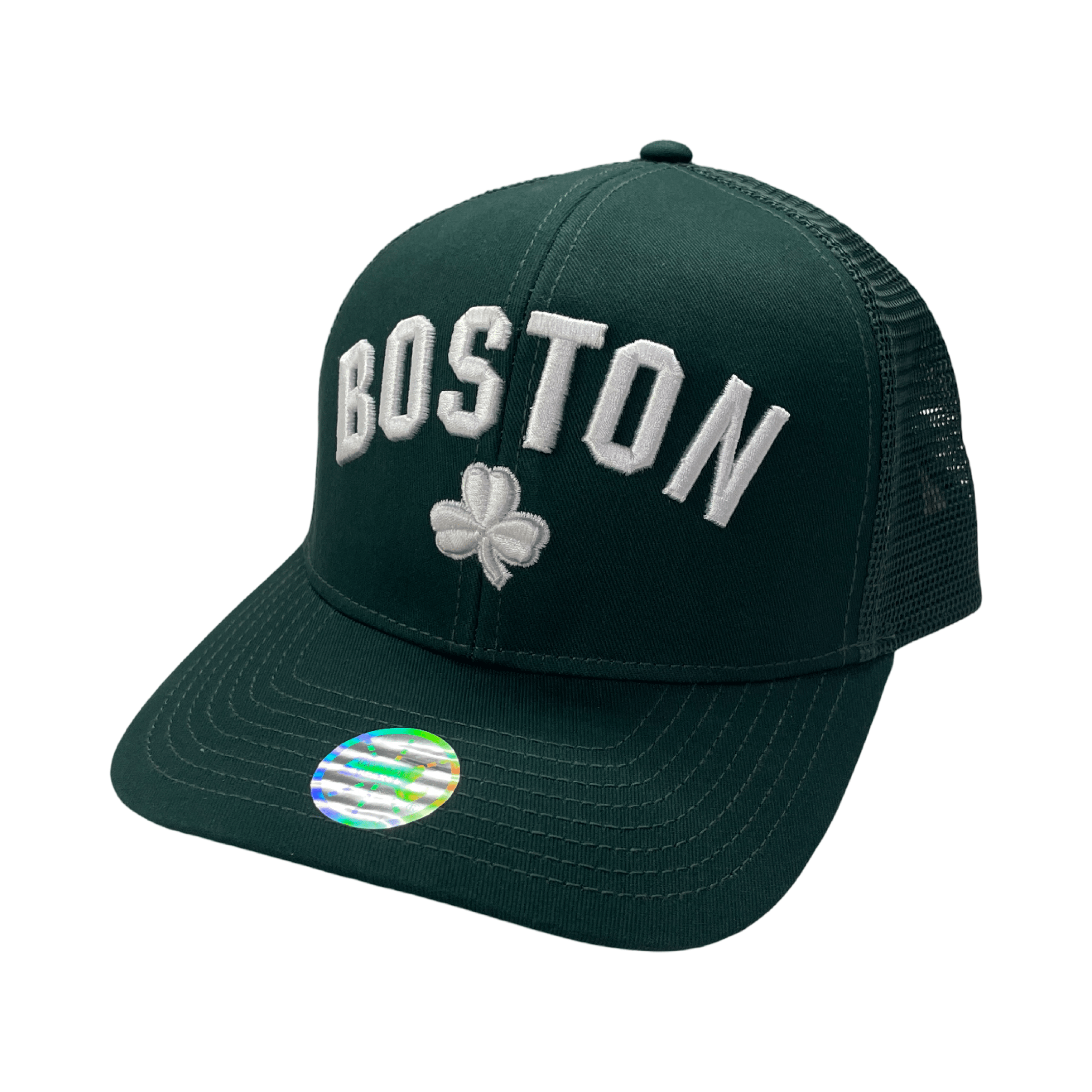 Boston Embroidered Mesh Snapback Trucker Hat, green