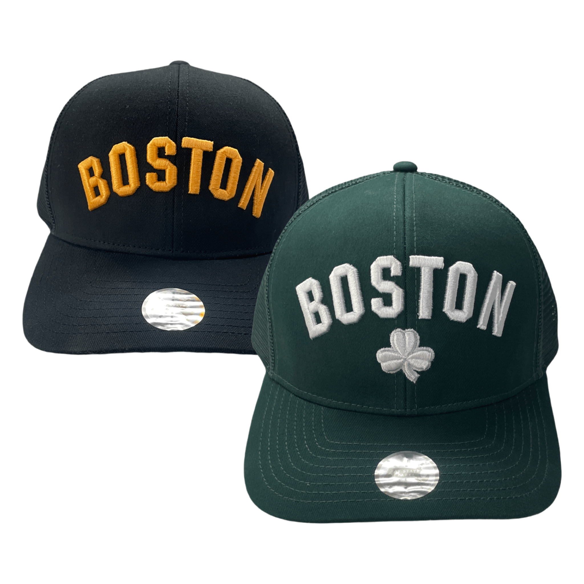 Boston Embroidered Mesh Snapback Trucker Hat, front