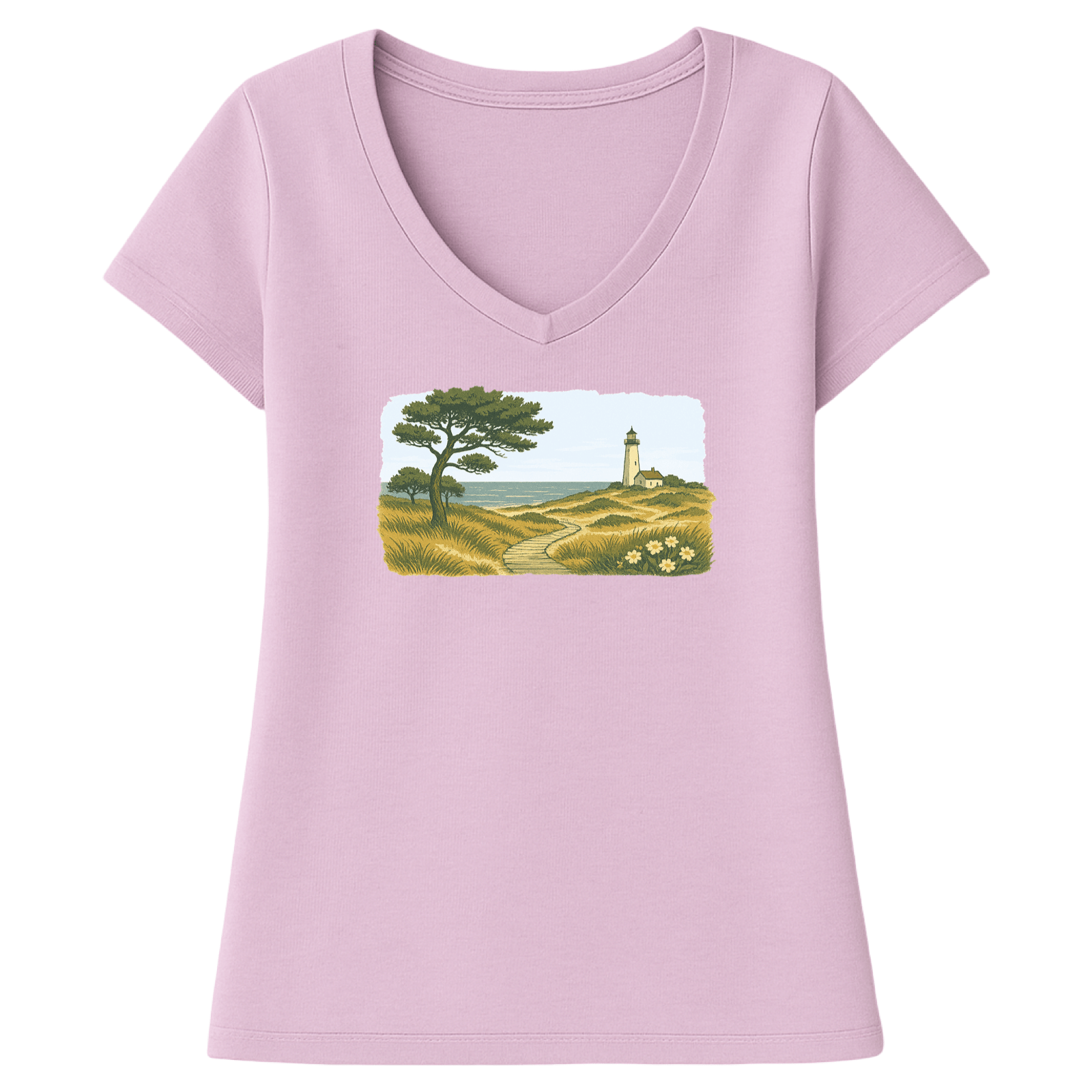 Cape Cod Clothing Company New England Serene Shoreline Ladies V-Neck T-Shirt