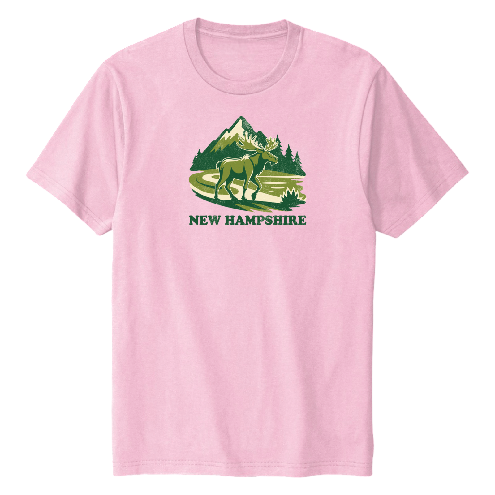 New Hampshire Mountain Moose Soft Cotton T-Shirt