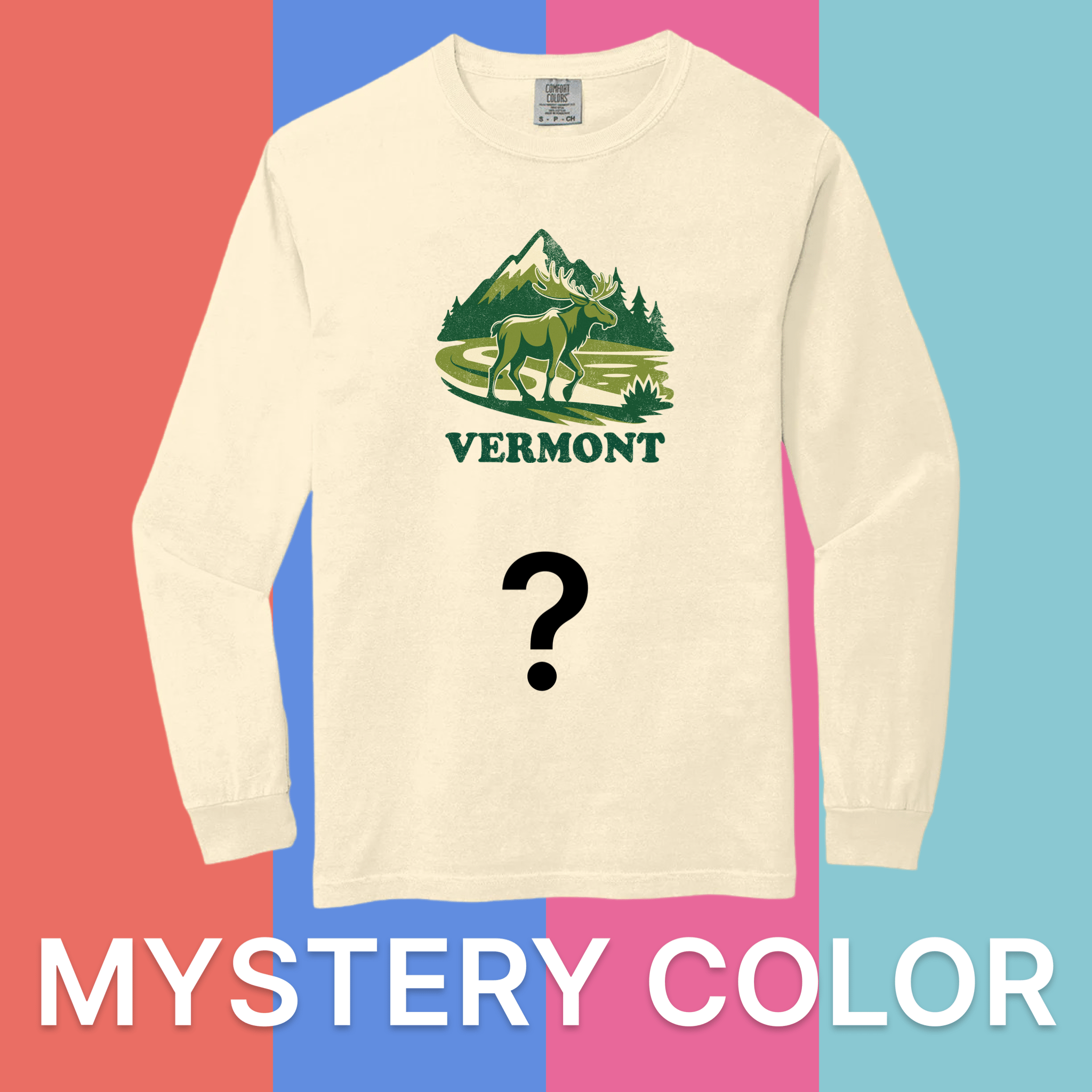 Cape Cod Clothing Company Vermont Mountain Moose Comfort Colors Long Sleeve T-Shirt - Mystery Color