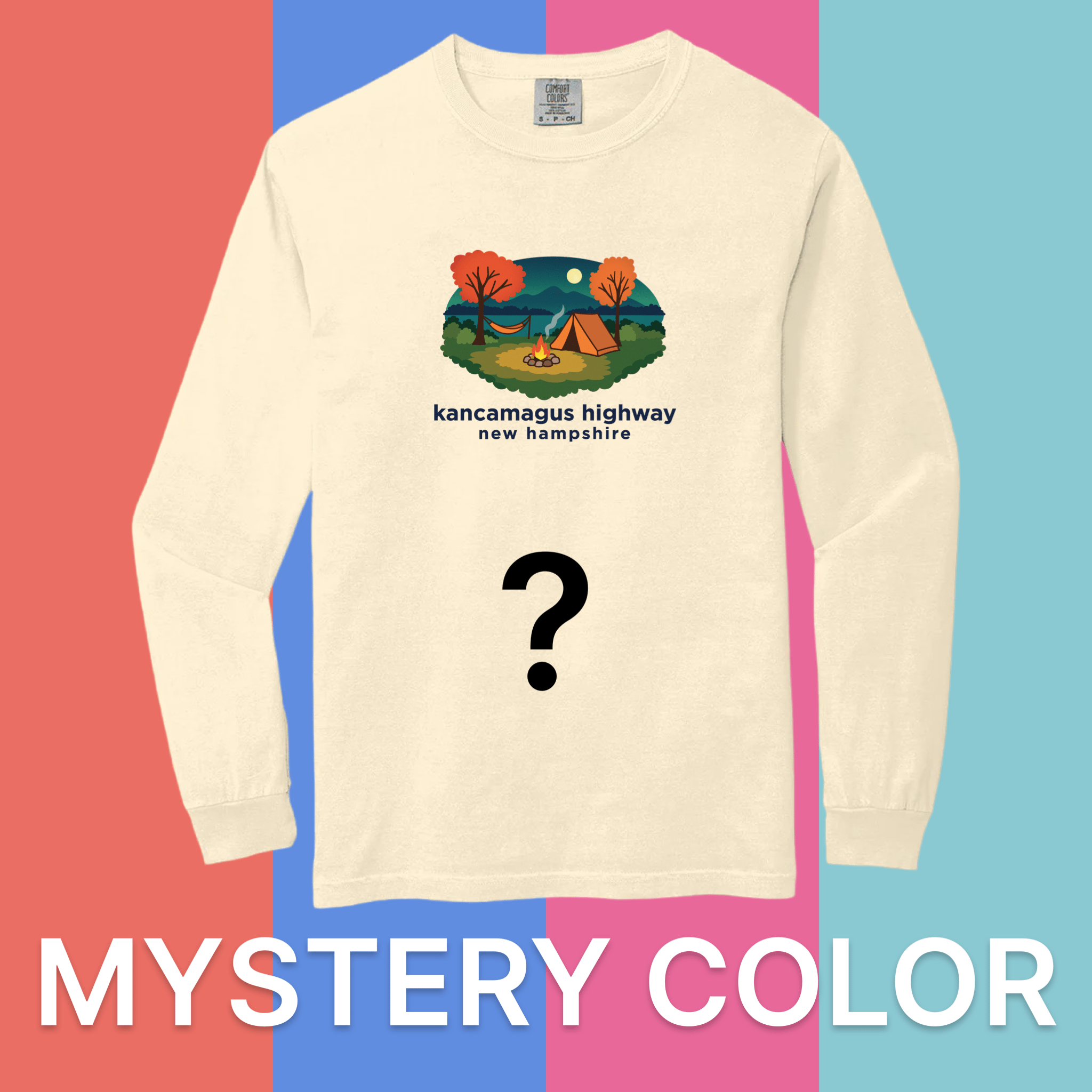 Cape Cod Clothing Company Kancamagus Highway Campfire Comfort Colors Long Sleeve T-Shirt - Mystery Color