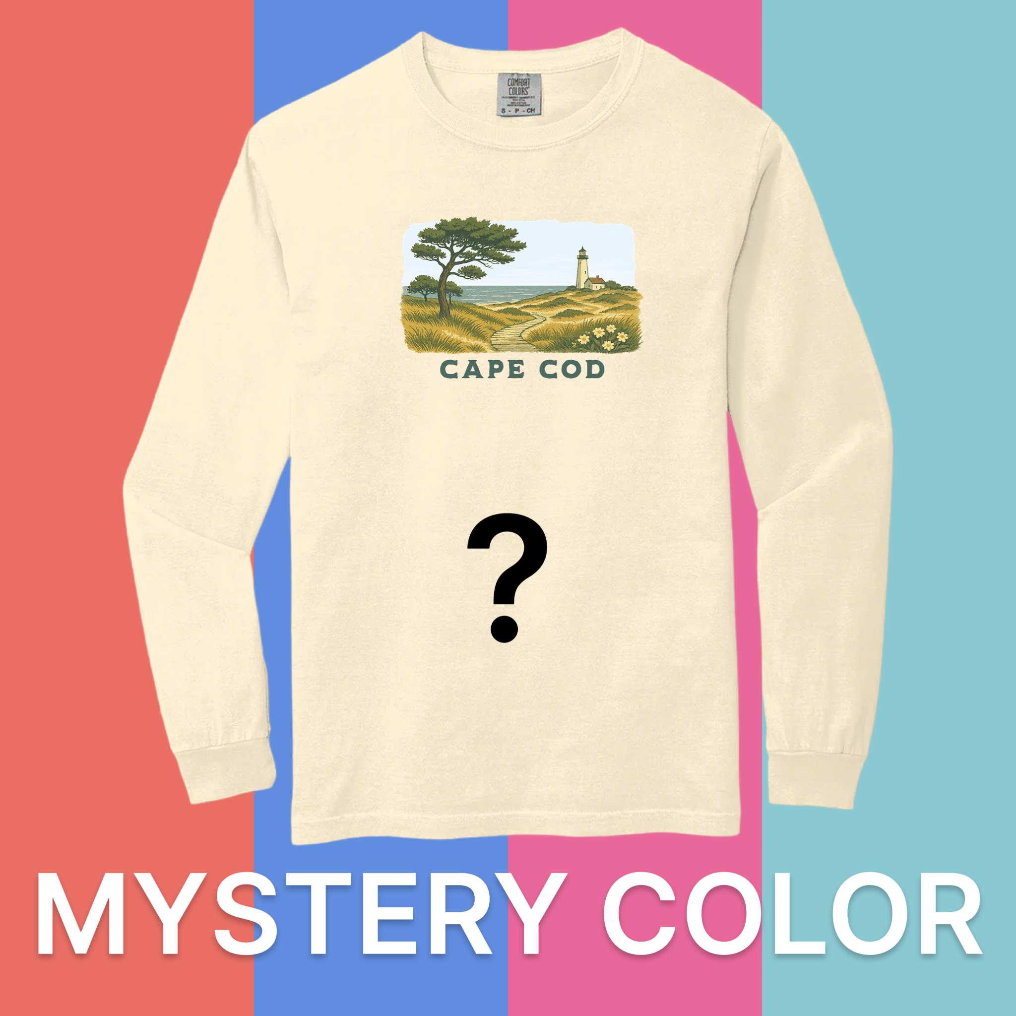 Cape Cod Serene Shoreline Comfort Colors Long Sleeve T-Shirt - Mystery Color
