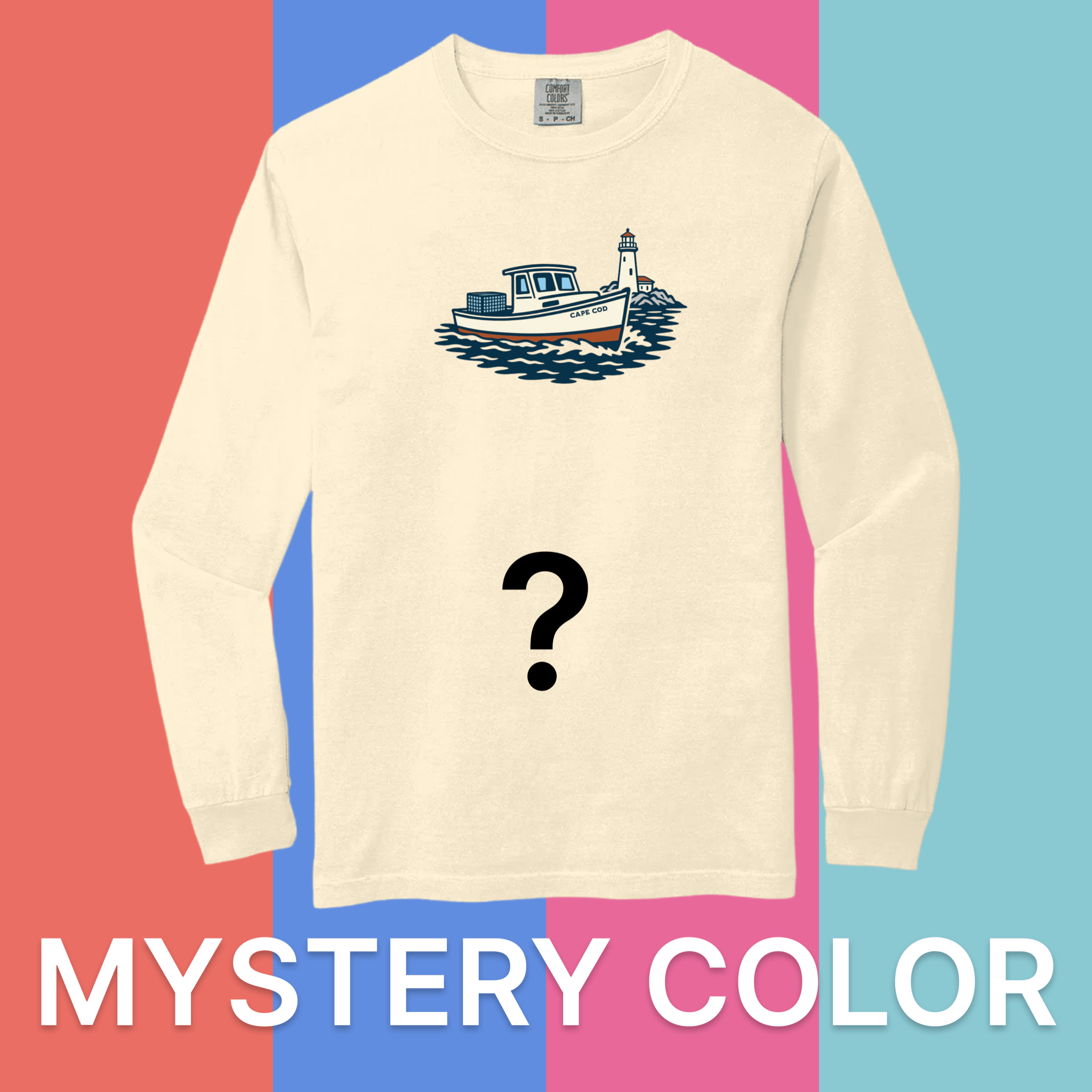 Cape Cod Clothing Company Cape Cod Lobster Boat Comfort Colors Long Sleeve T-Shirt - Mystery Color