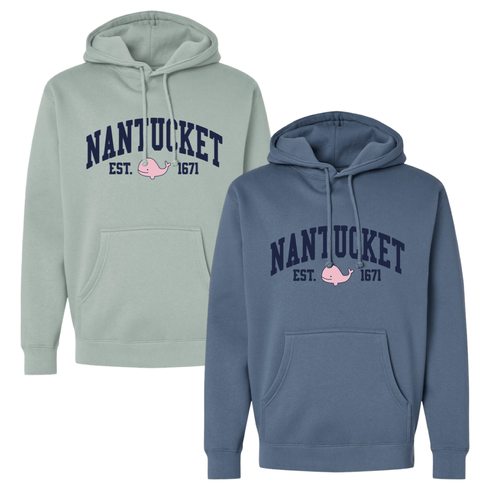 Nantucket Pink Whale Midweight Fleece Hoodie