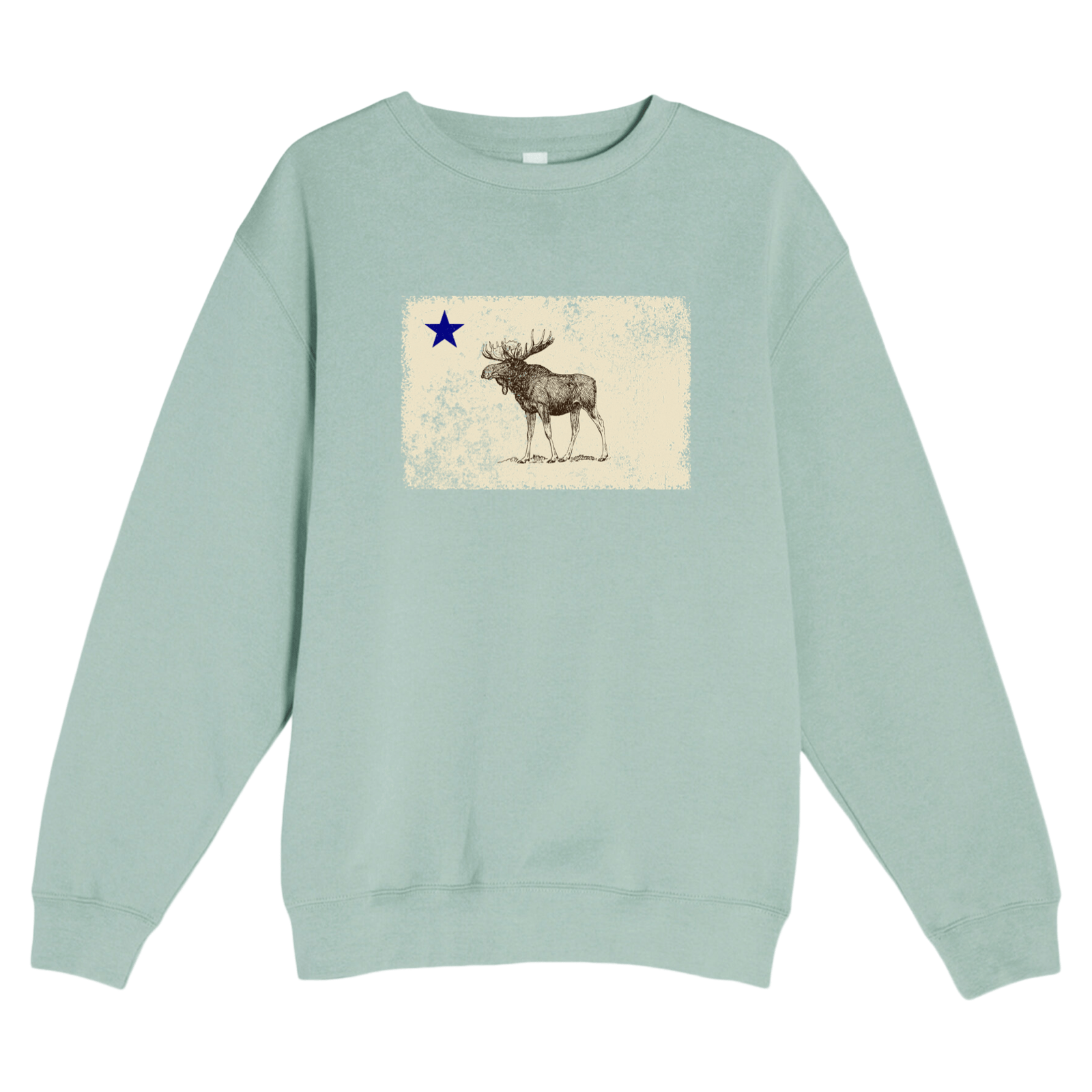 Cape Cod Clothing Company Classic Maine Moose Flag Soft Fleece Crewneck Sweatshirt