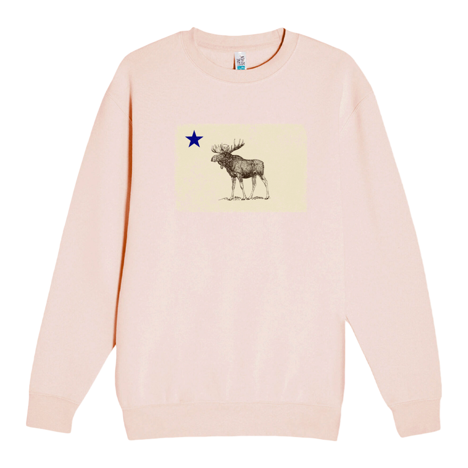 Classic Maine Moose Flag Soft Fleece Crewneck Sweatshirt
