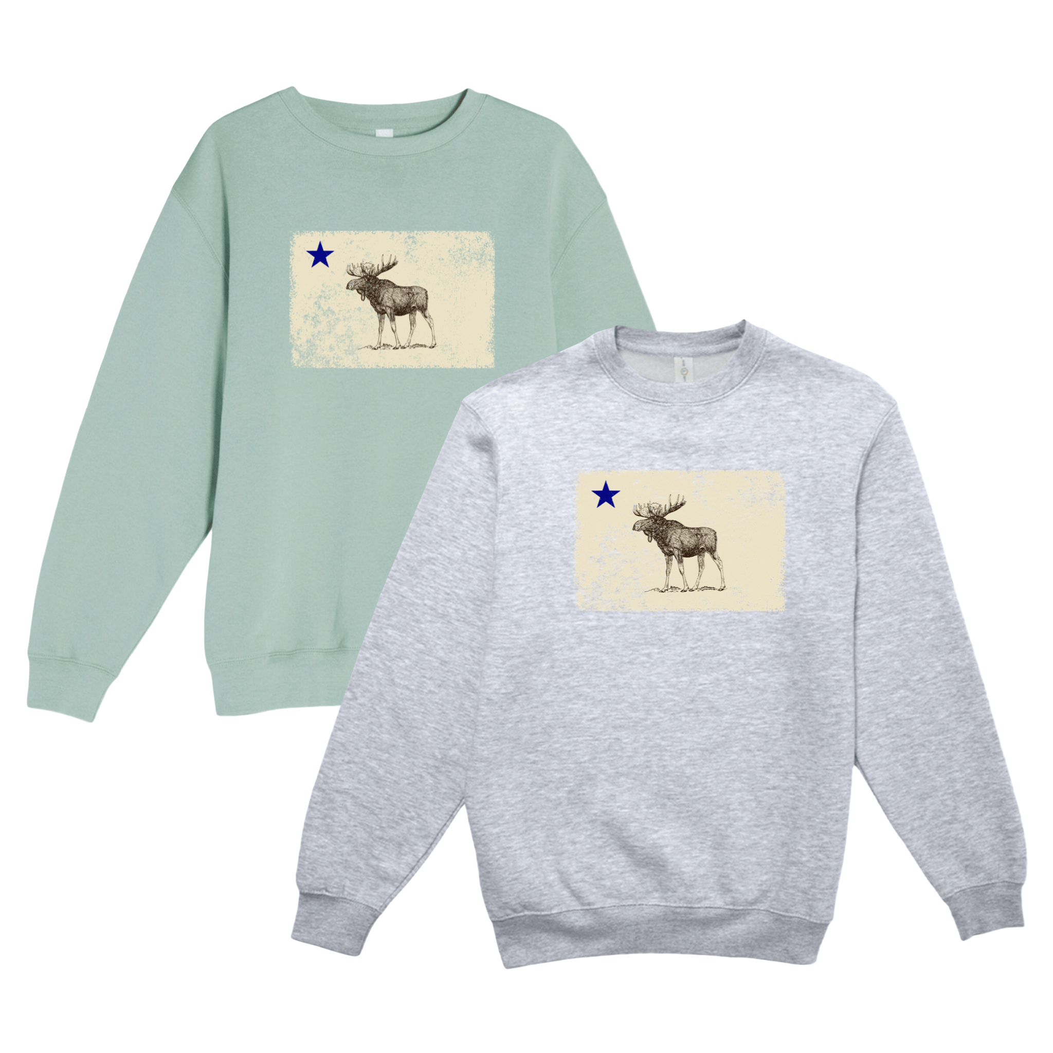 Cape Cod Clothing Company Classic Maine Moose Flag Soft Fleece Crewneck Sweatshirt