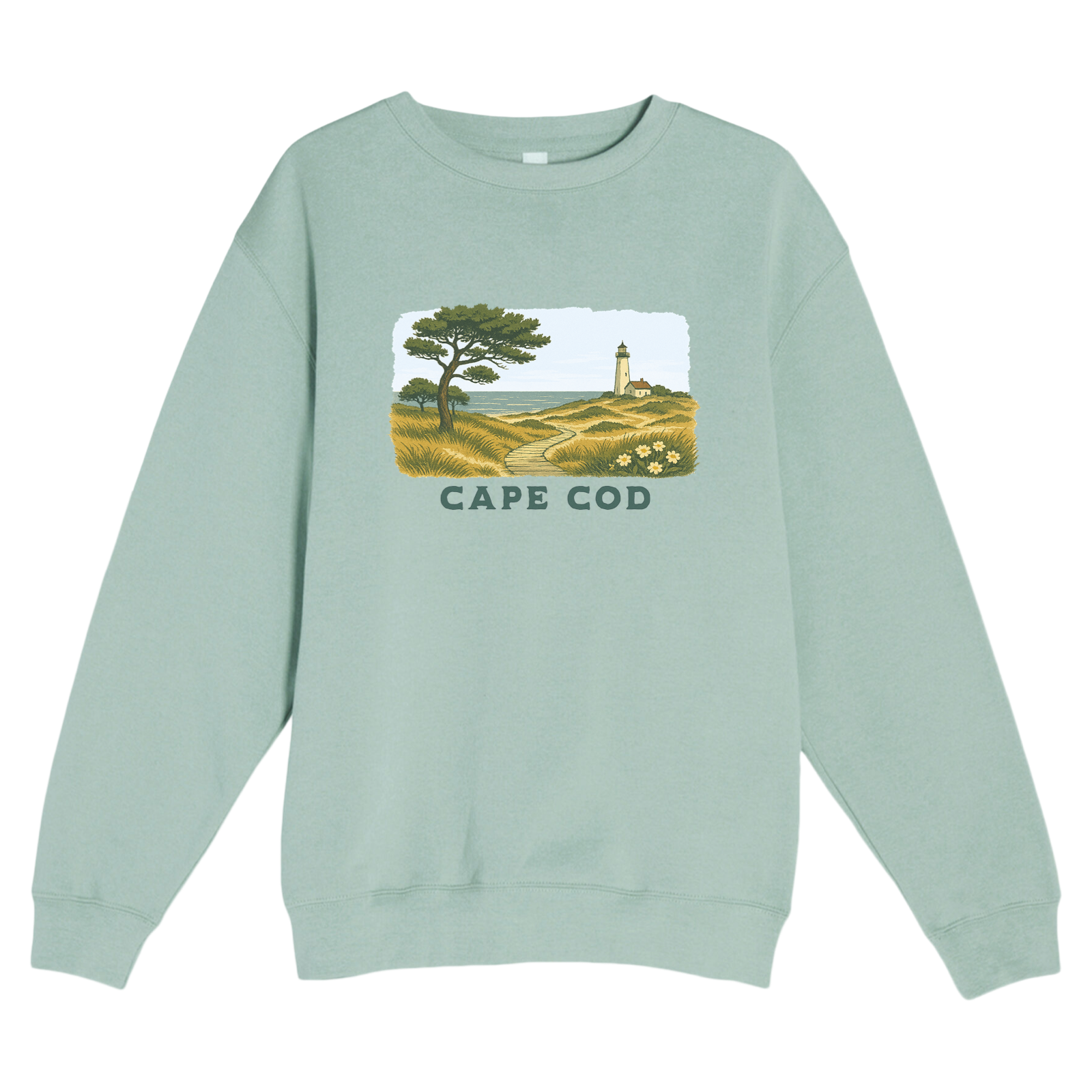 Cape Cod Serene Shoreline Soft Fleece Crewneck Sweatshirt