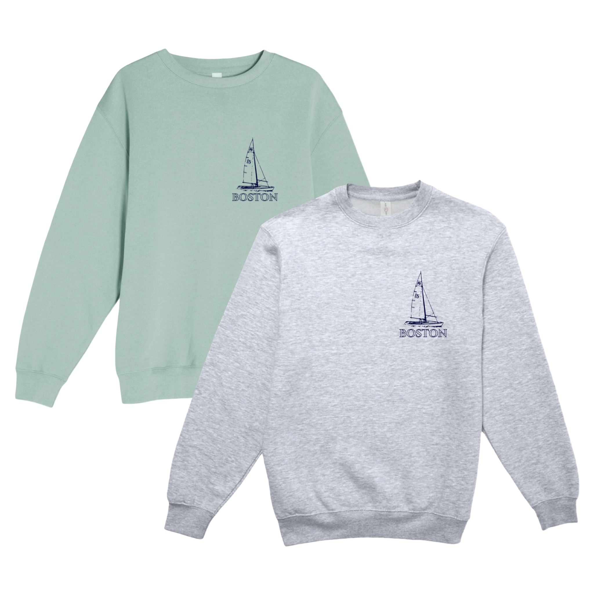 Boston Sailboat Soft Fleece Crewneck Sweatshirt