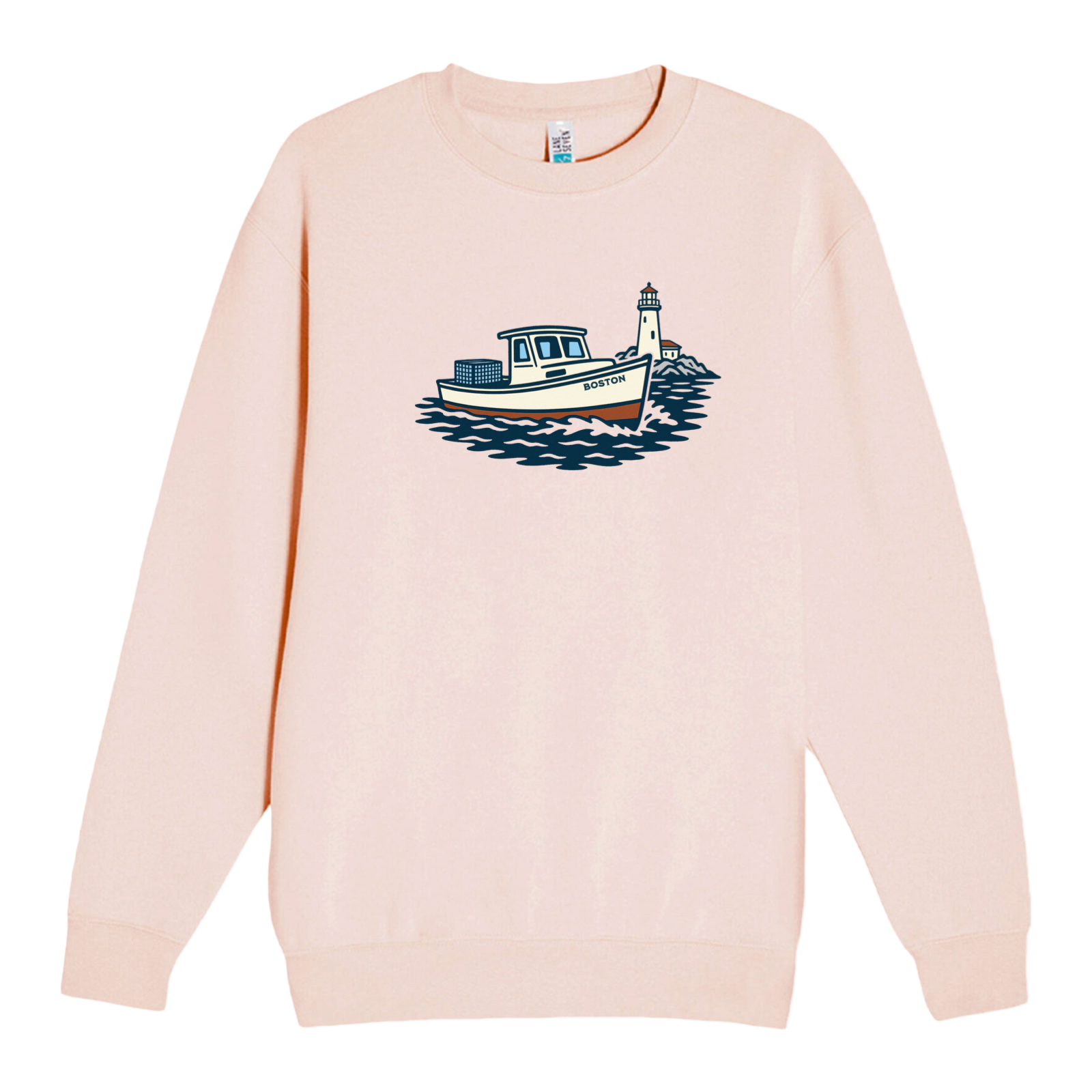 Boston Lobster Boat Soft Fleece Crewneck Sweatshirt