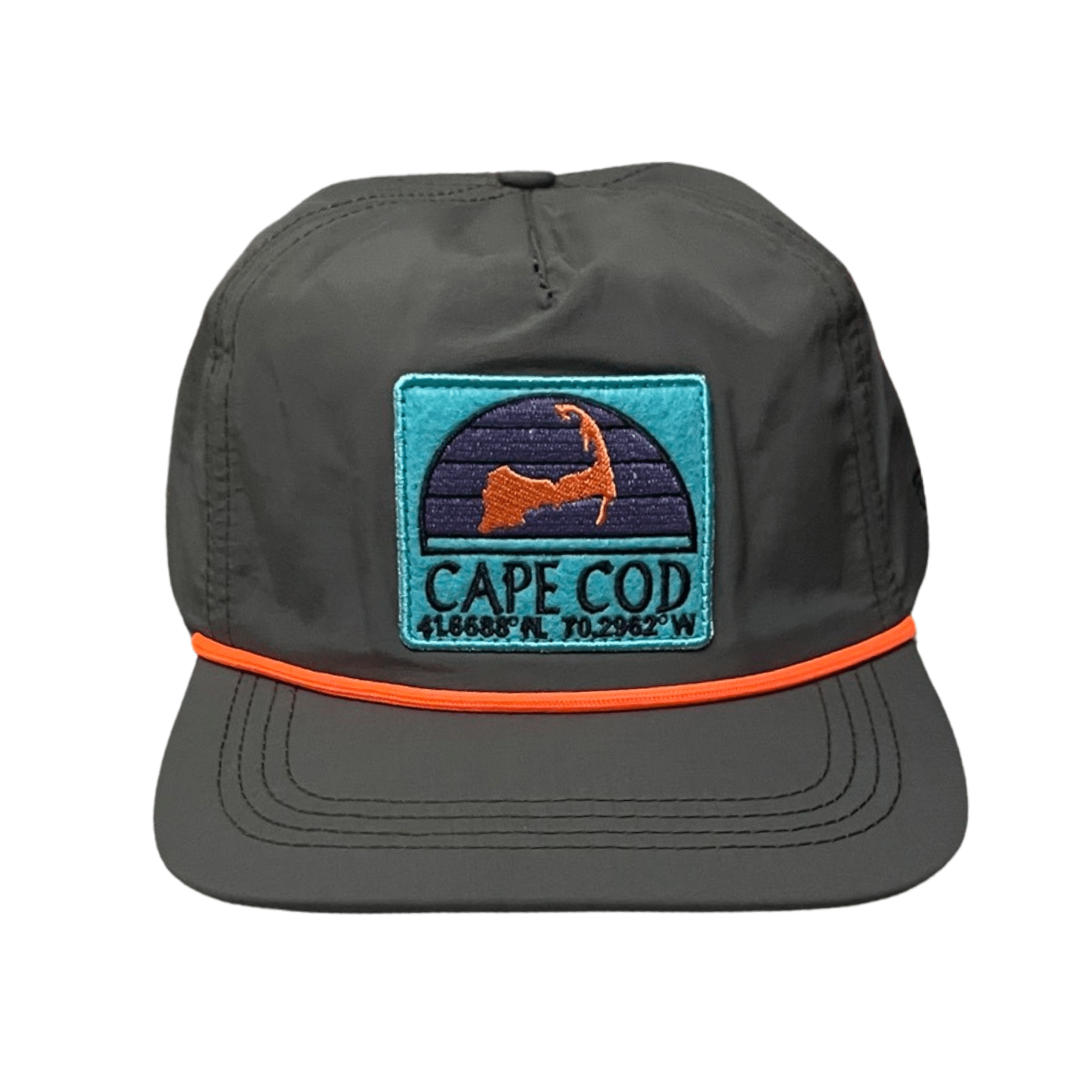 cape cod patch trucker hat, grey front