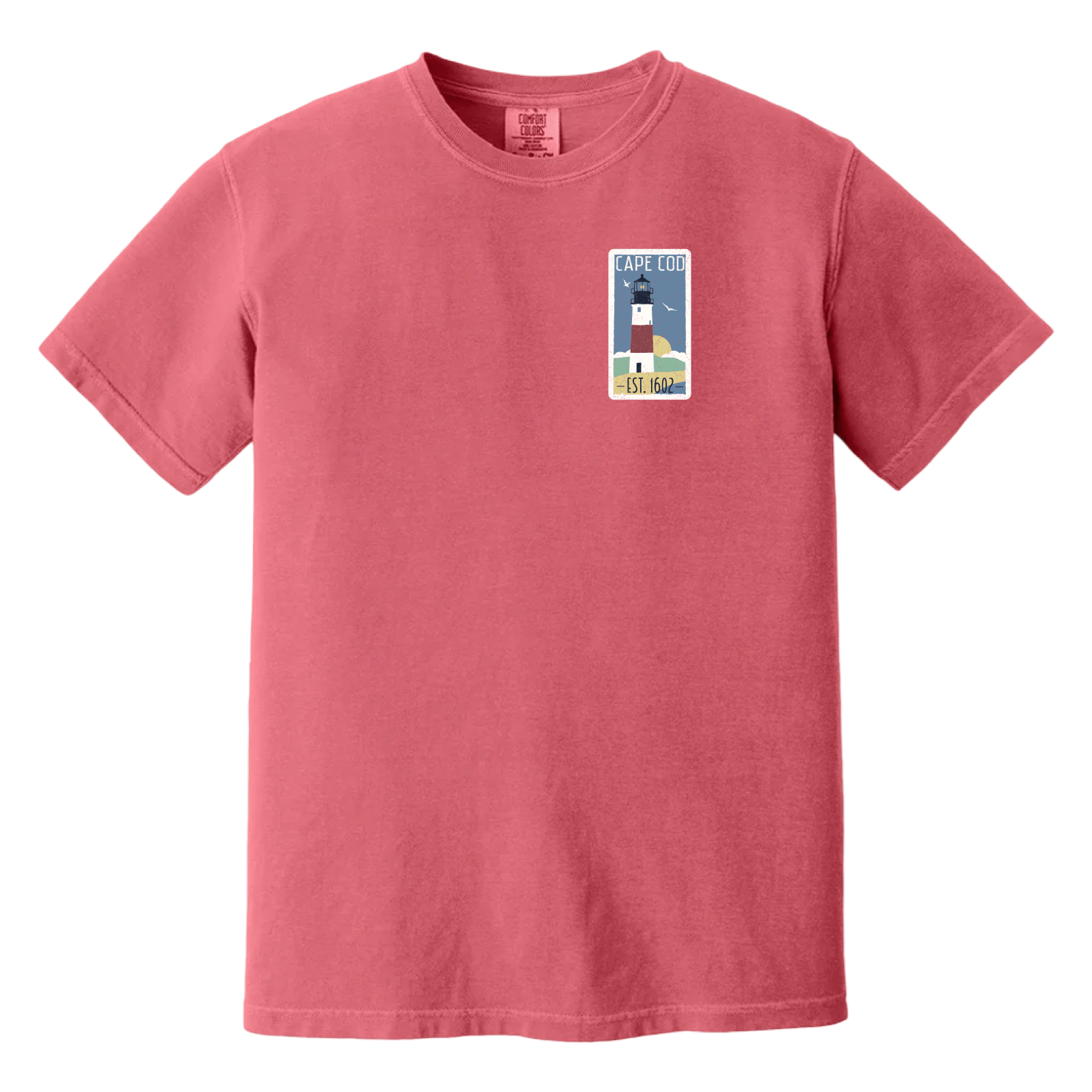 Cape Cod Clothing Company Cape Cod Vintage Lighthouse Comfort Colors T-Shirt - Watermelon