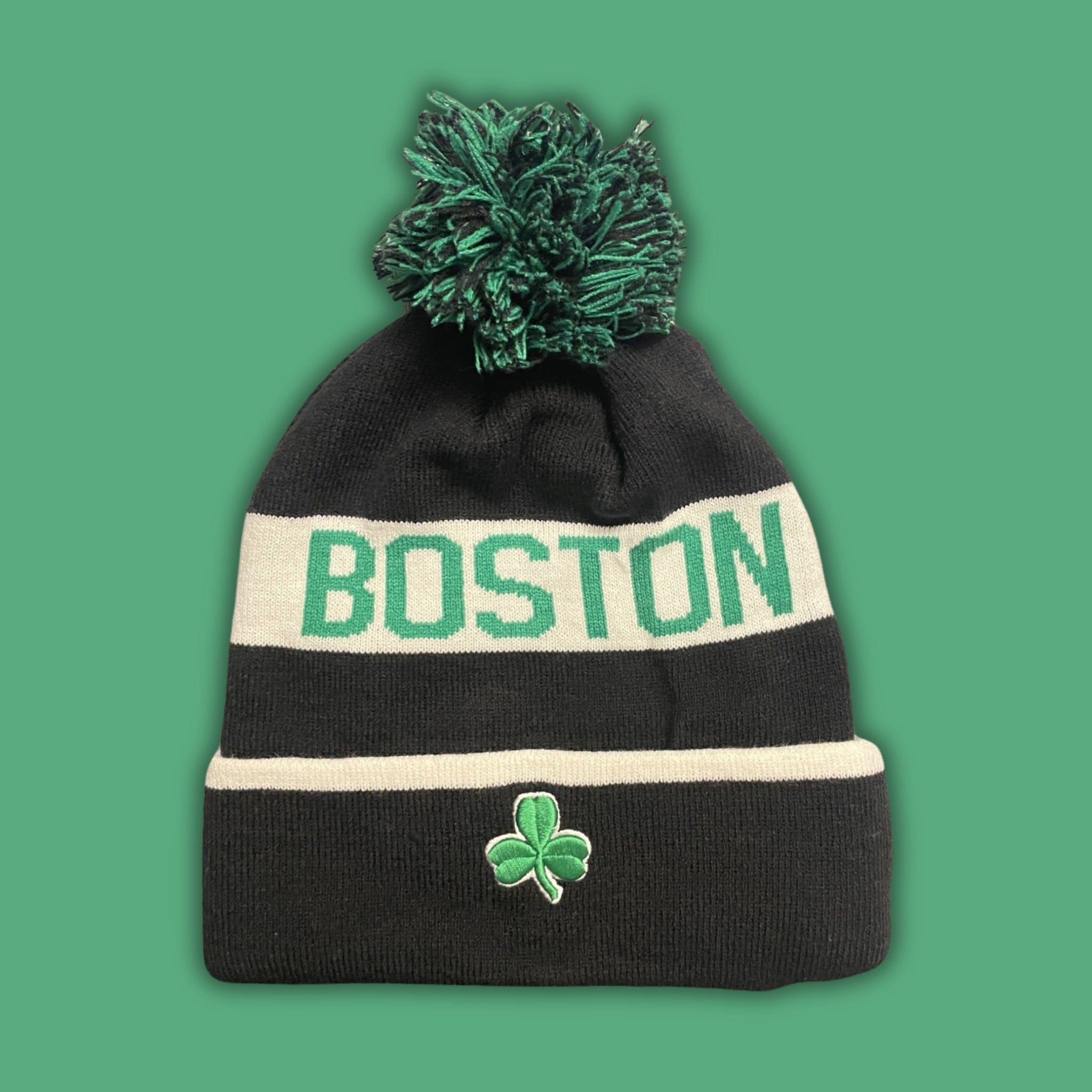 boston pom beanie, green