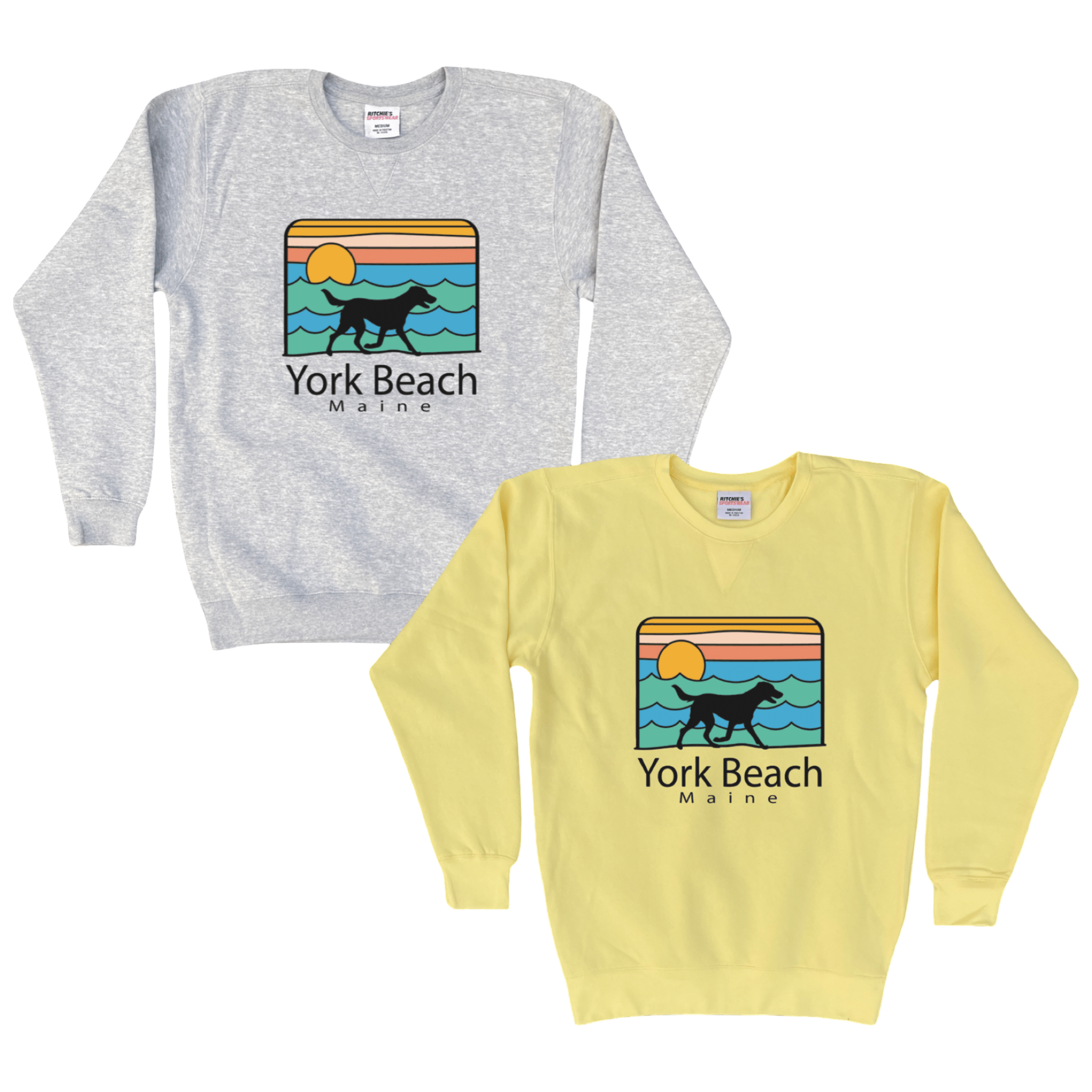 York Beach Summer Dog Fleece Crewneck Sweatshirt