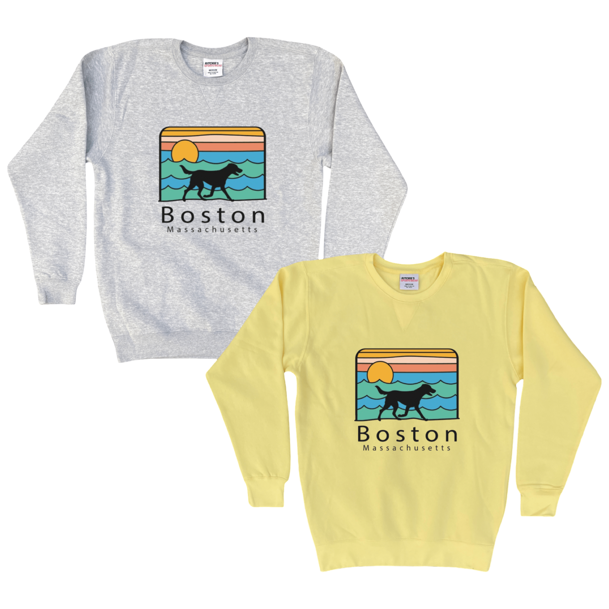 Boston Summer Dog Fleece Crewneck Sweatshirt