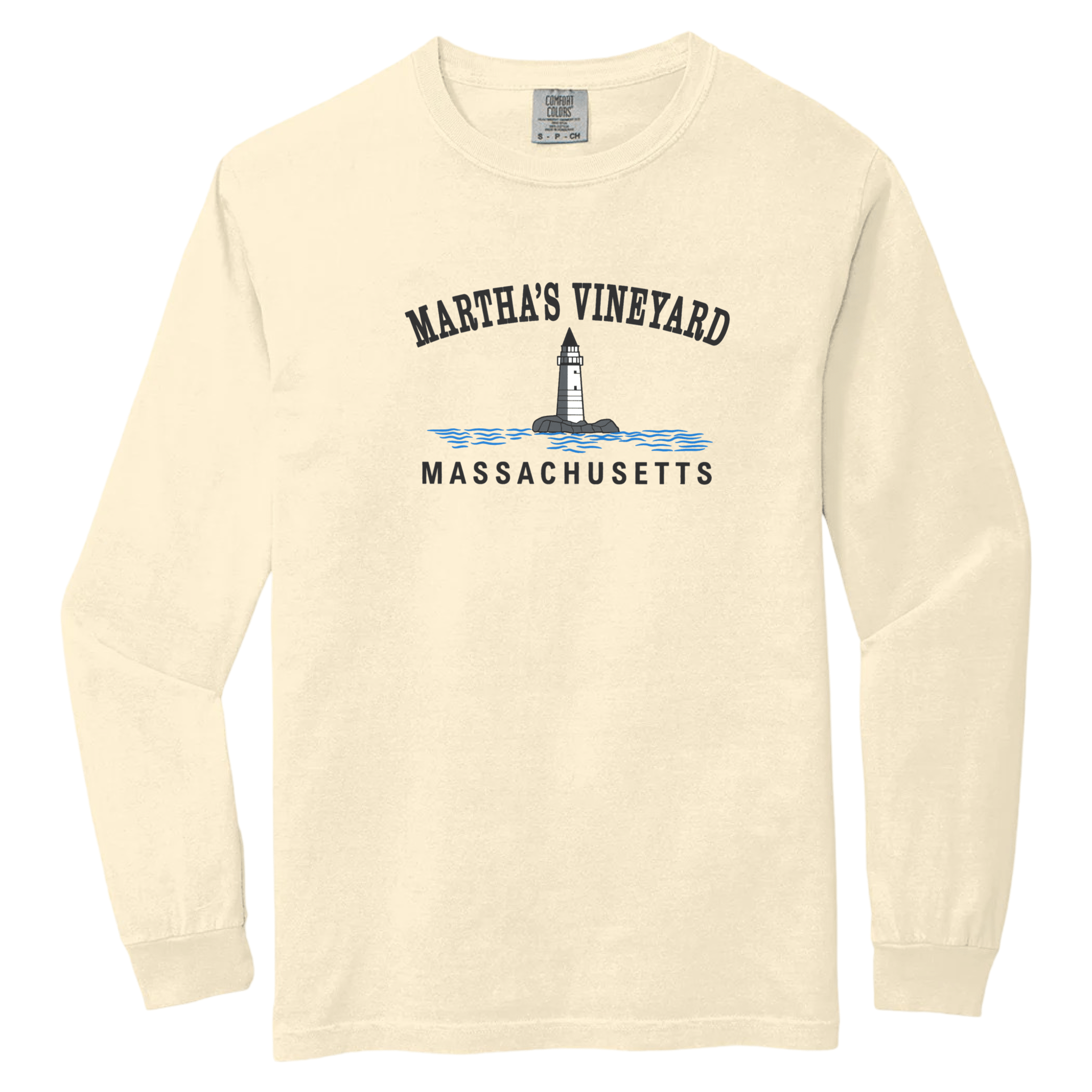 Cape Cod Clothing Company Martha's Vineyard Big Lighthouse Comfort Colors Long Sleeve Tee