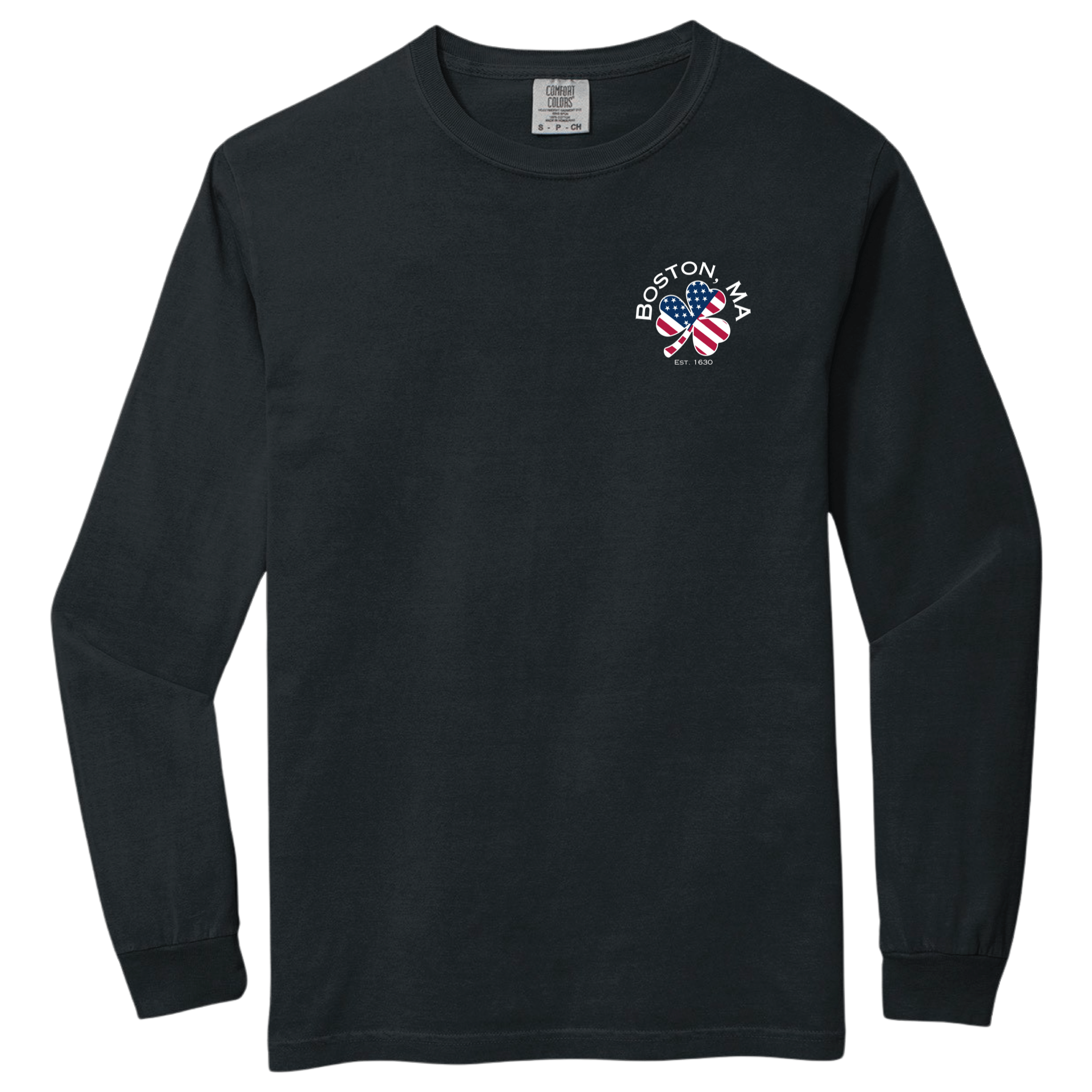 Boston USA Shamrock Comfort Colors Heavyweight Long Sleeve Tee