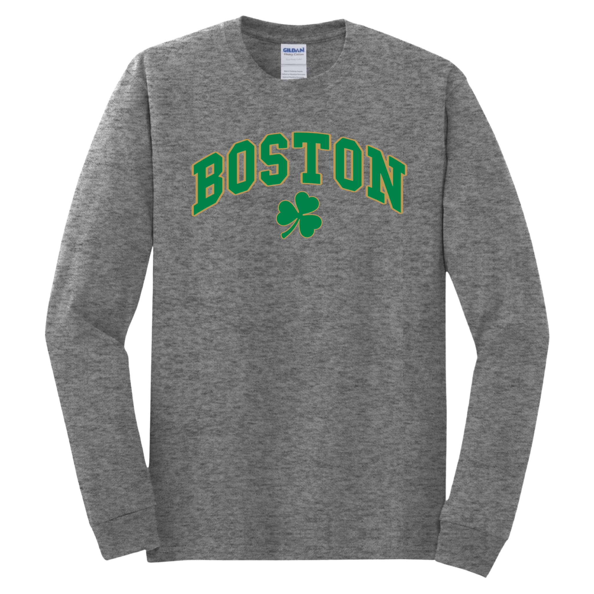 Boston Vintage Shamrock Long Sleeve T-Shirt, graphite heather