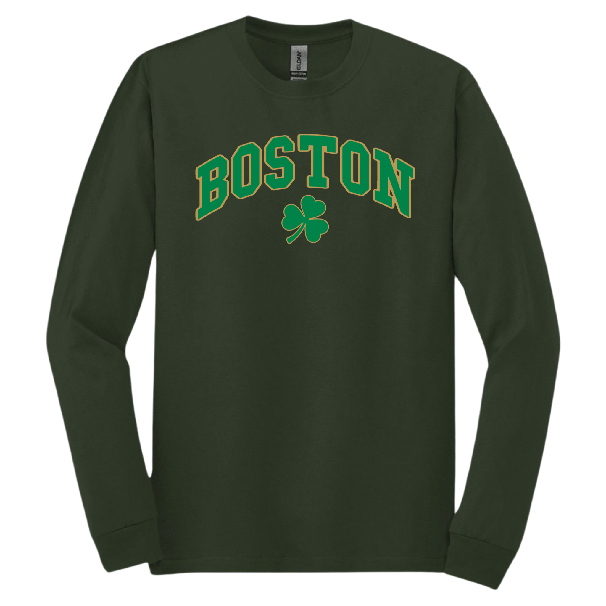 Boston Vintage Shamrock Long Sleeve T-Shirt, forest green