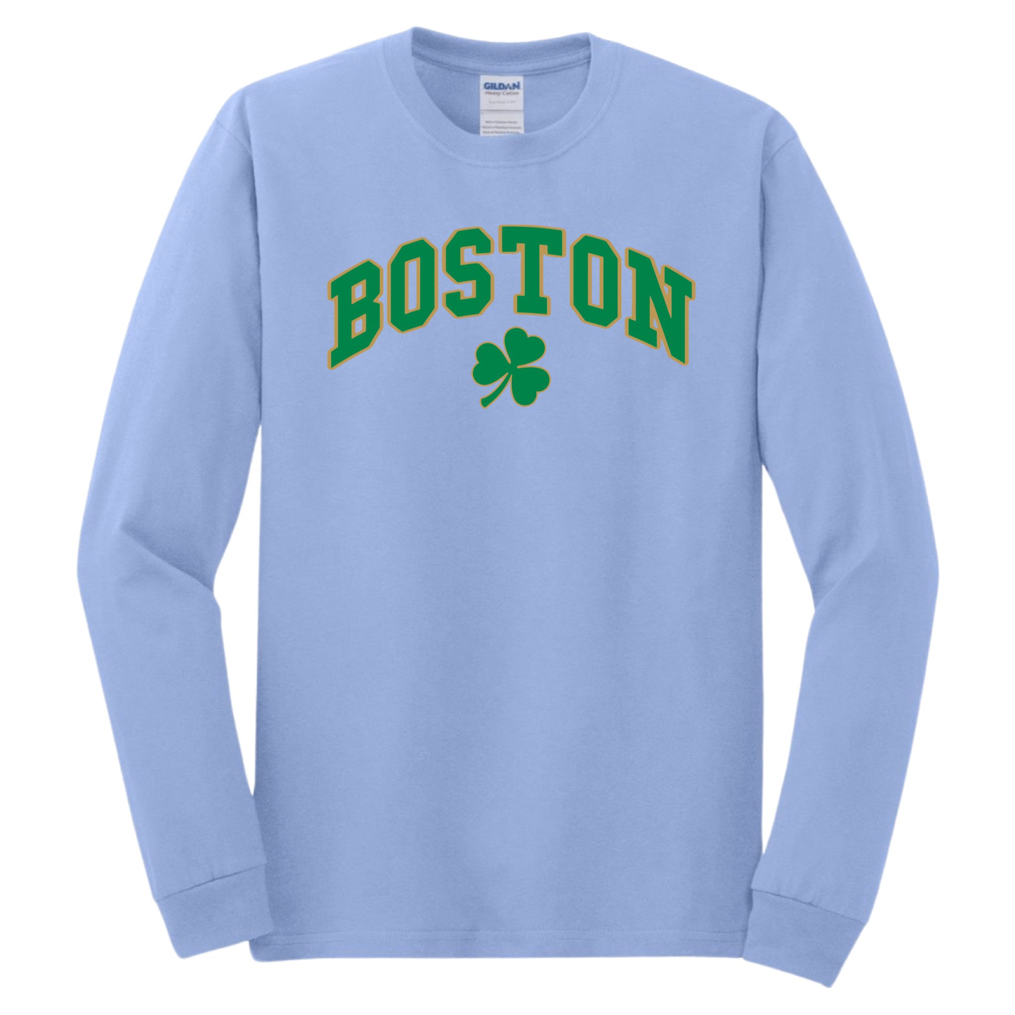 Boston Vintage Shamrock Long Sleeve T-Shirt, carolina blue