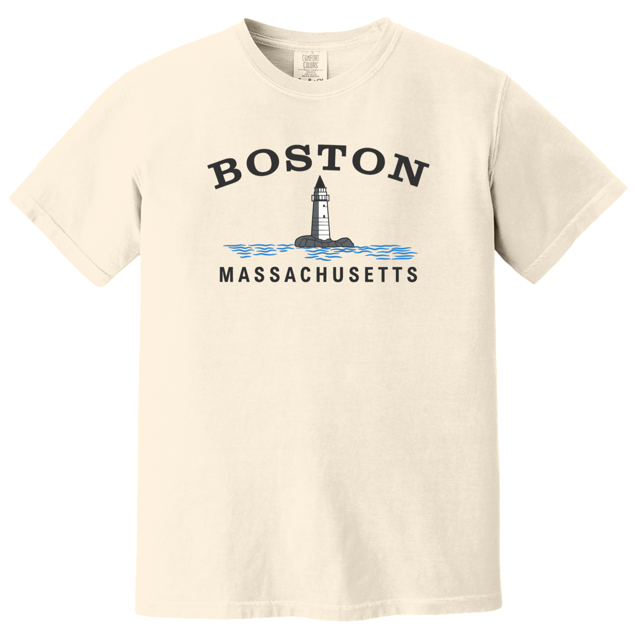 Boston Big Lighthouse Comfort Colors T-Shirt, Ivory