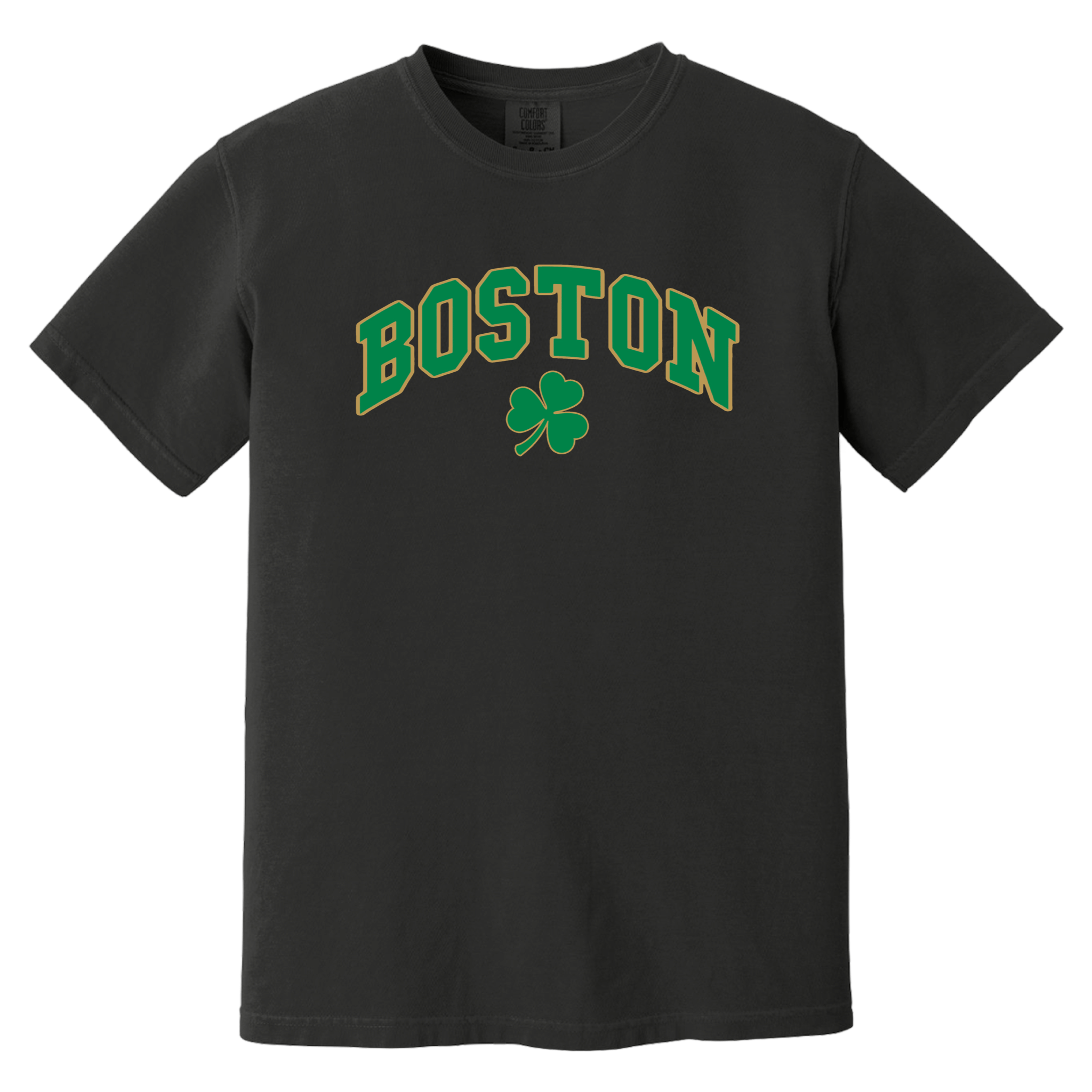 Boston Vintage Shamrock Comfort Colors T-Shirt, Black