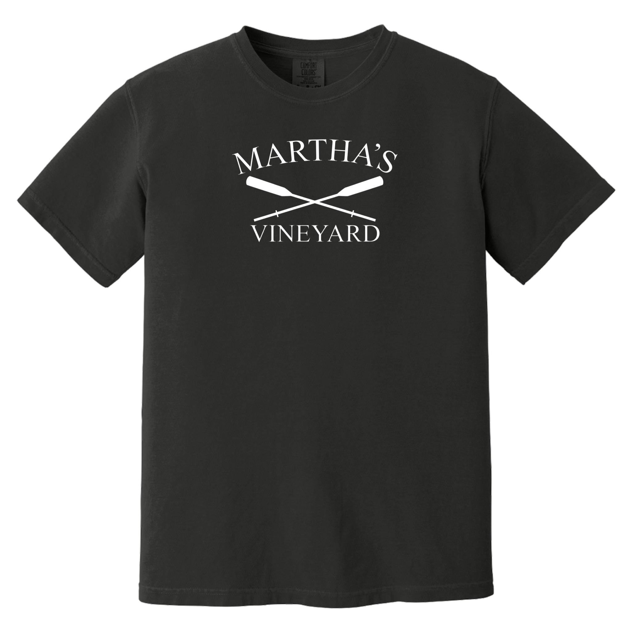 Martha's Vineyard Crossed Oar Comfort Colors T-Shirt, Black